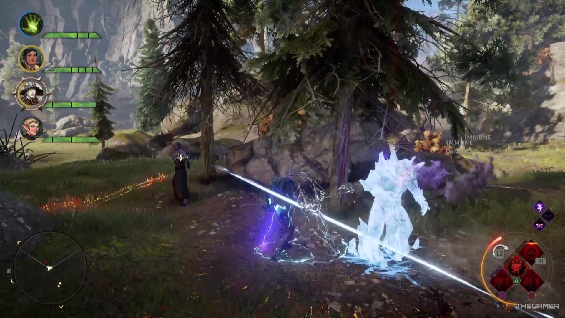 Cole putting an ally into stealth in Dragon Age: Inquisition.