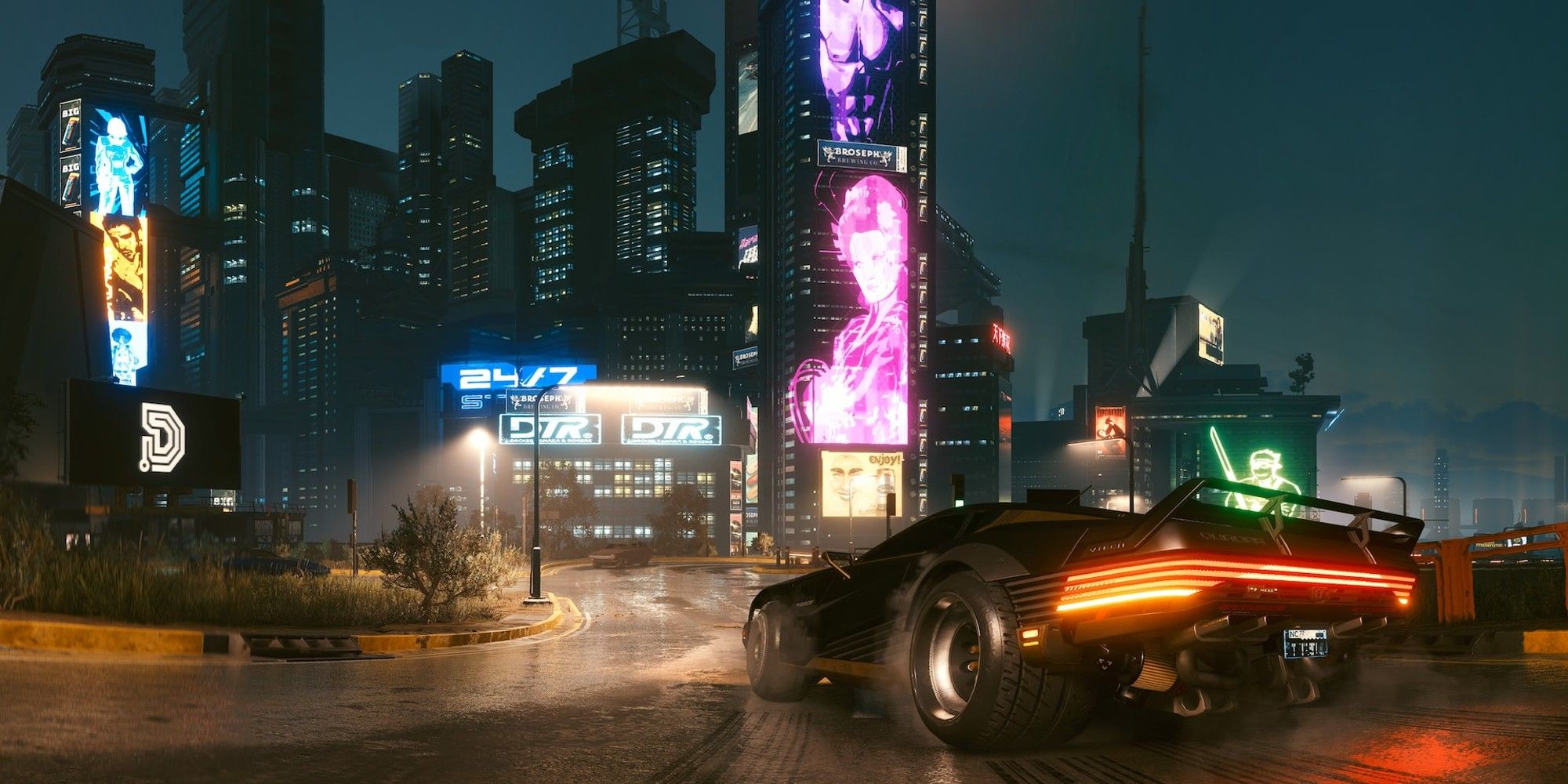 Cyberpunk 2077 night city and Quadra Turbo-R V-Tech via Steam Community.