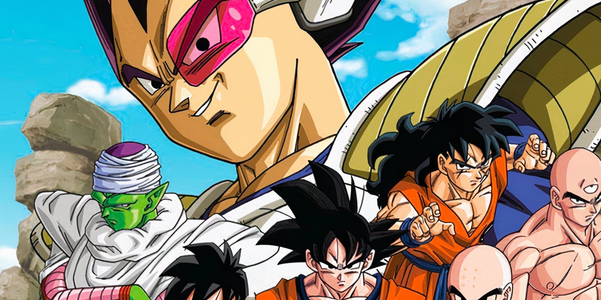 Promo art featuring characters in Dragon Ball Z Attack of the Saiyans