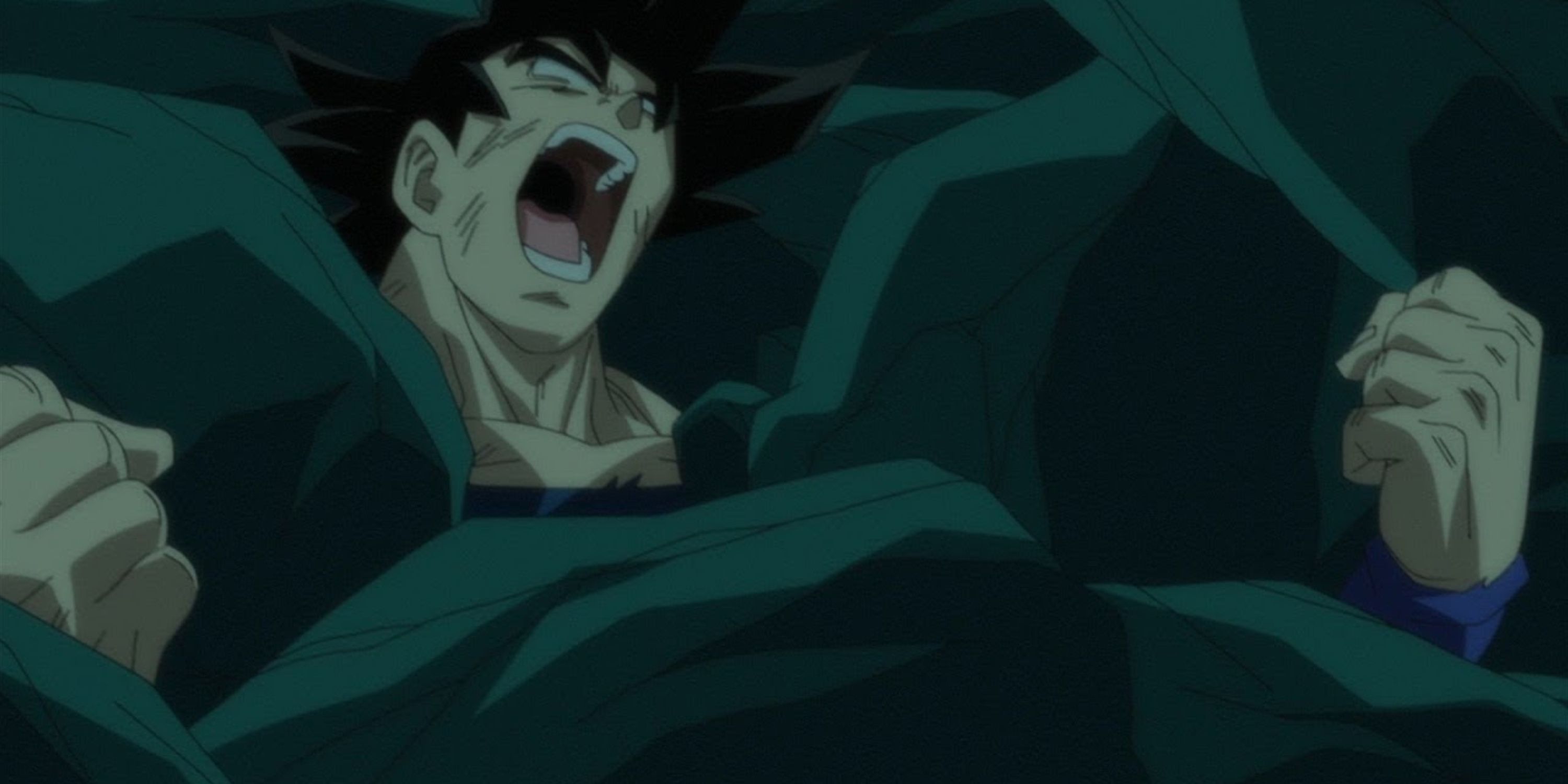 Goku getting angry and transforming into a Super Saiyan in Dragon Ball Z: Battle Of Gods