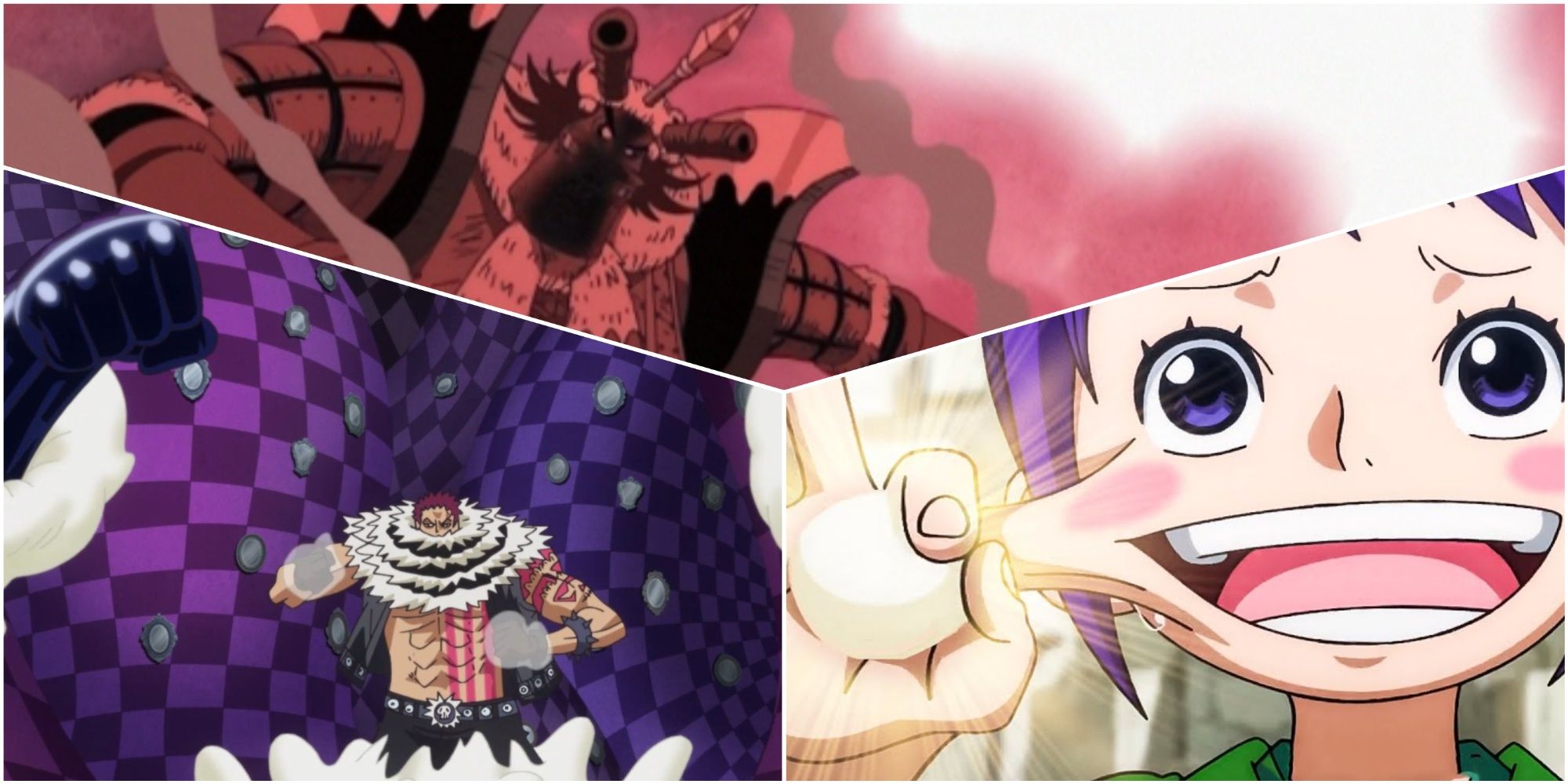 Wapol, Katakuri and Tama all using their Devil Fruit powers