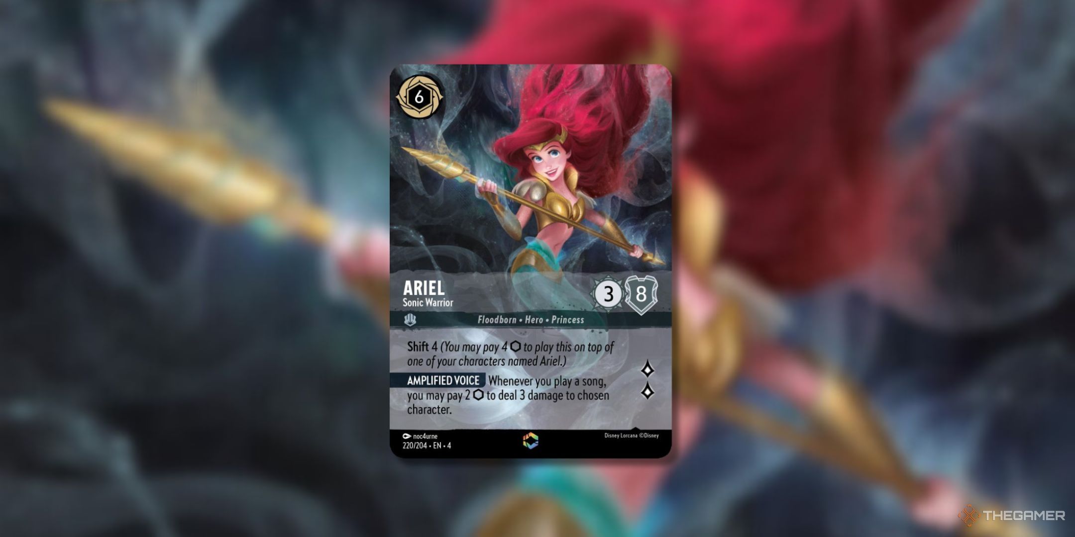 disney lorcana: Ariel, sonic warrior enchanted card art.