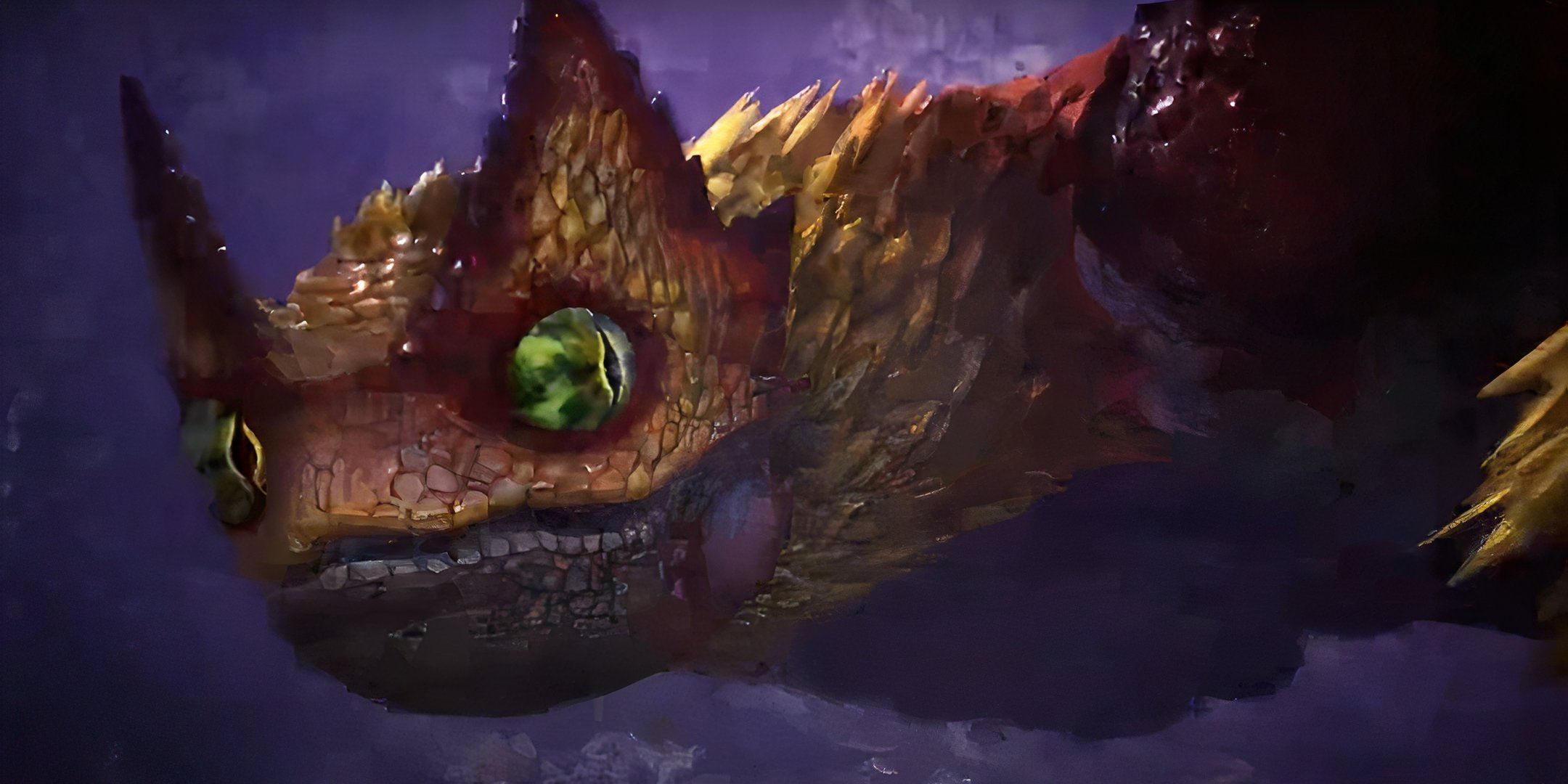 The Coral Pukei-Pukei after drinking a large amount of water in Monster Hunter World: Iceborne.