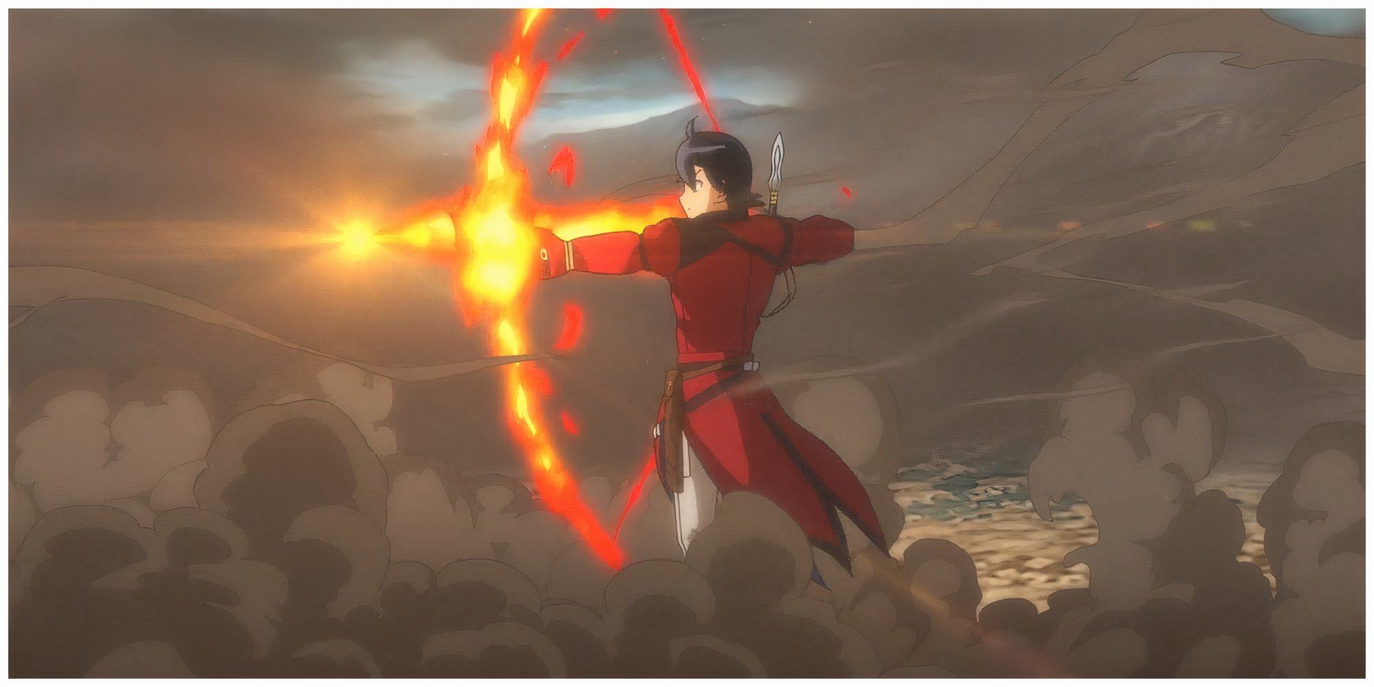 Tsukimichi moonlit fantasy makoto with magic bow and arrow of the fire attribute