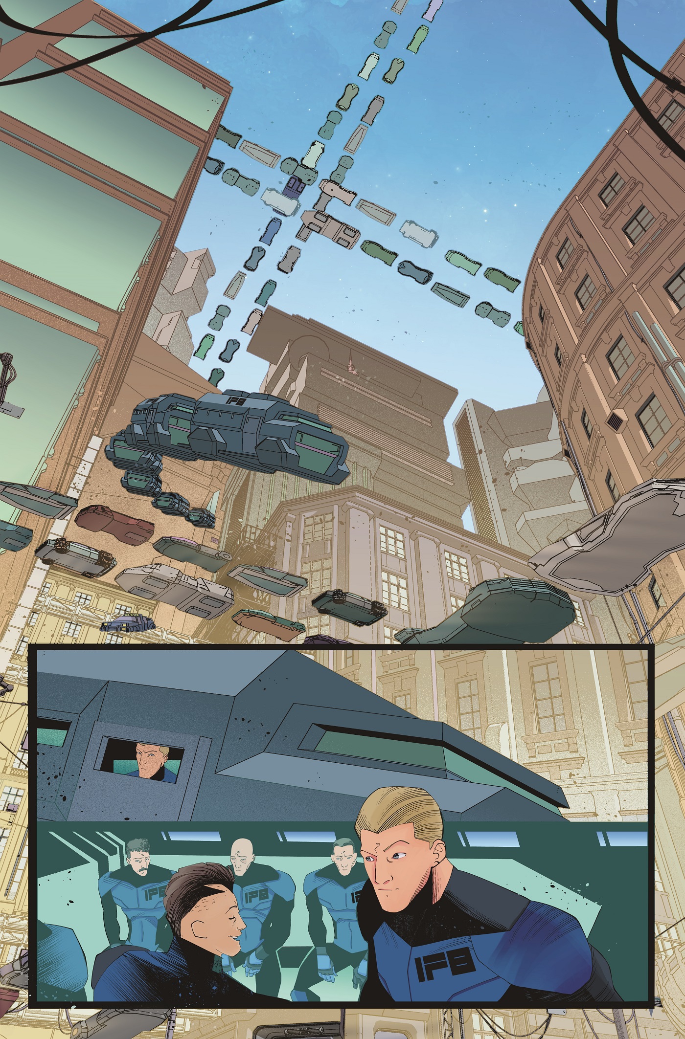 Unlettered interiors from SilverHawks #1.