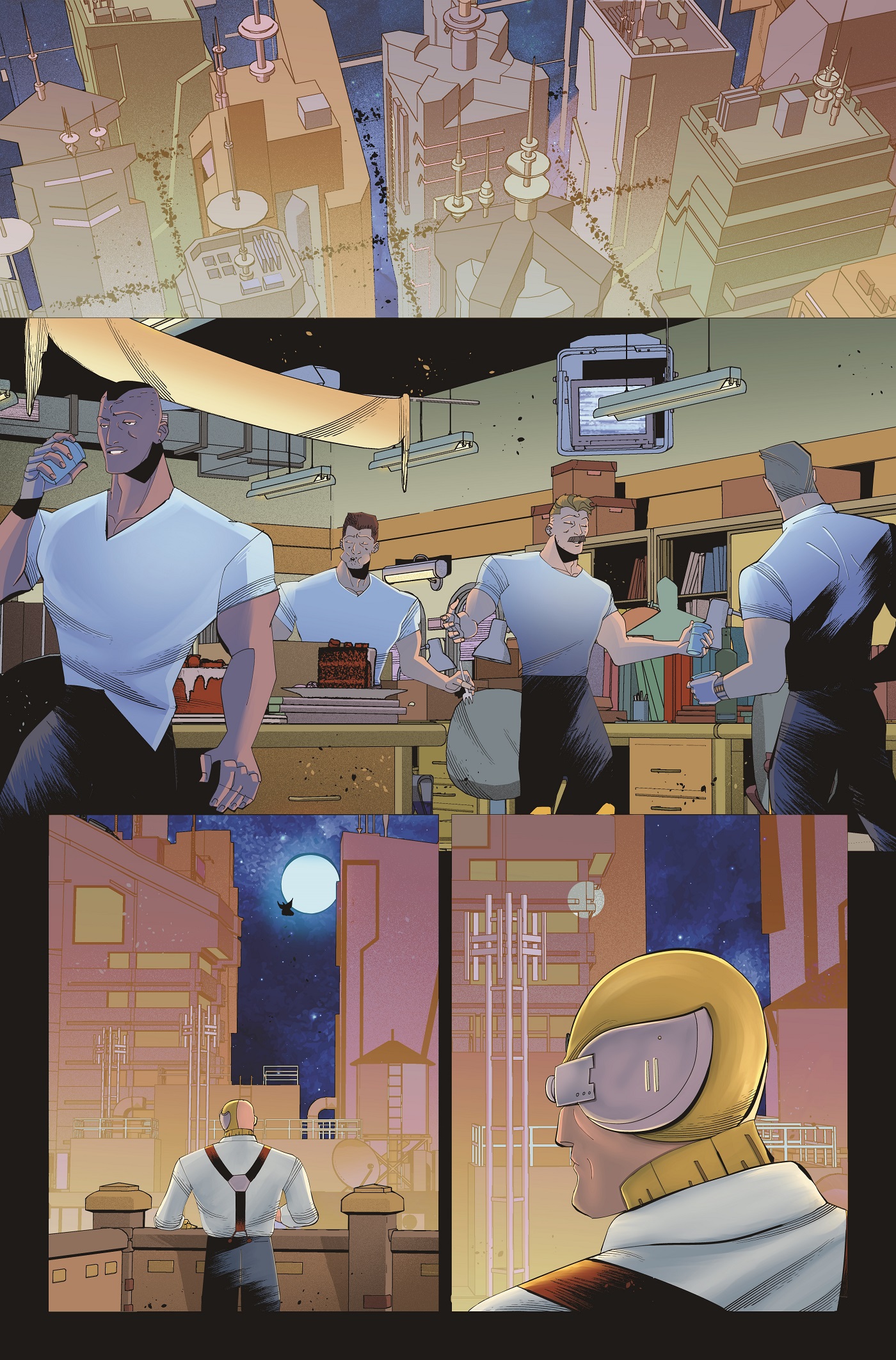 Unlettered interiors from SilverHawks #1.