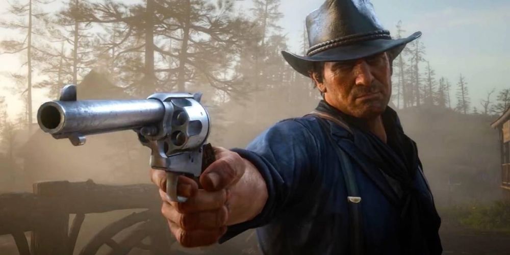 Arthur Morgan Firing His Cattleman Revolver