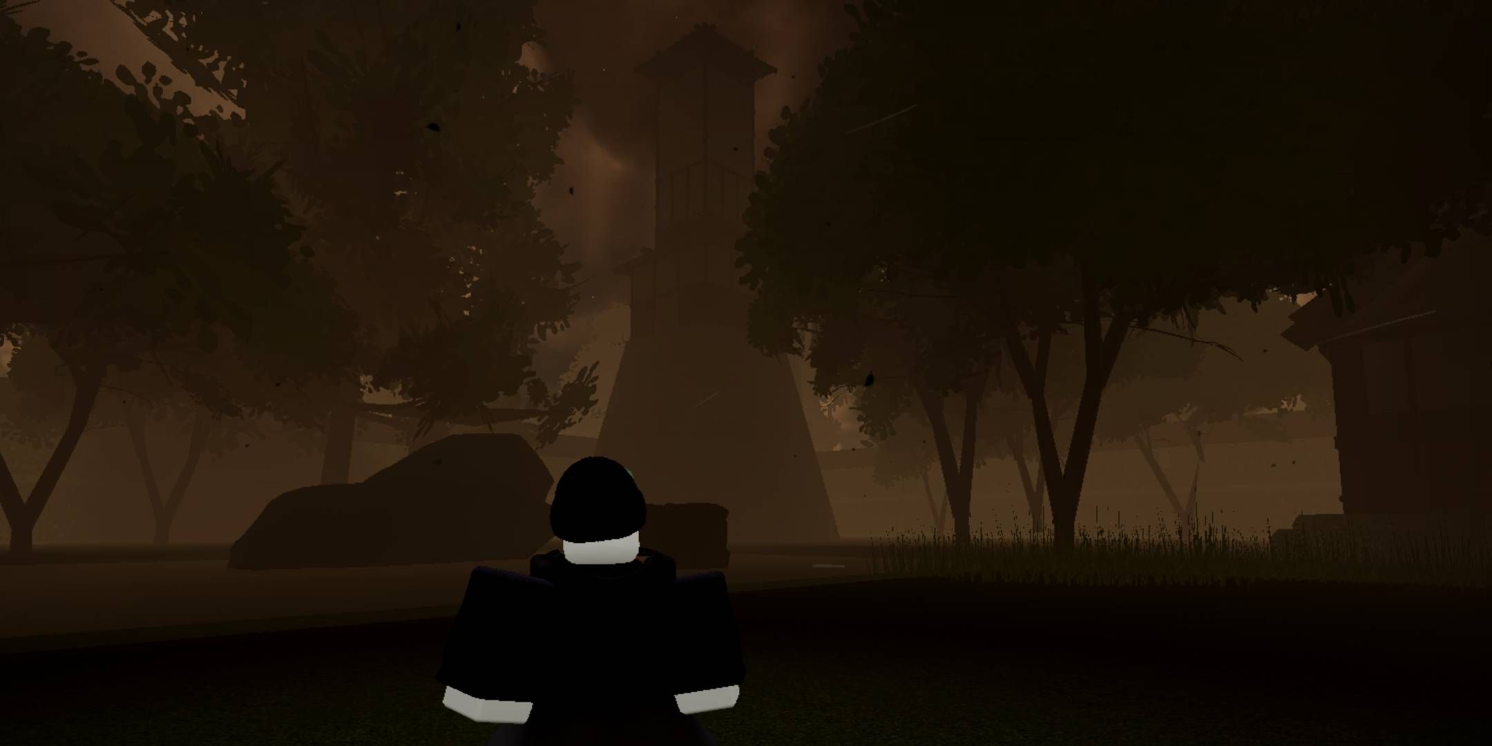 Roblox Jujutsu Infinite, Character Looking At A Large Tree.