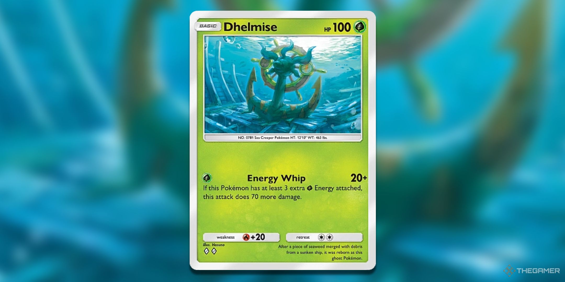 Dhelmise Mythical Island Pokemon TCG Pocket Card Art.