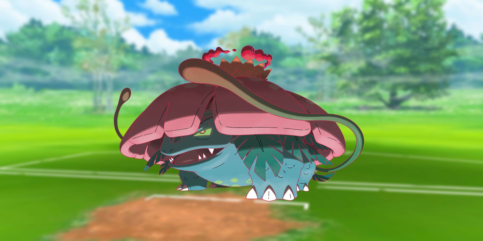 Venusaur Gigantamax in a Pokemon Go Battle Arena.