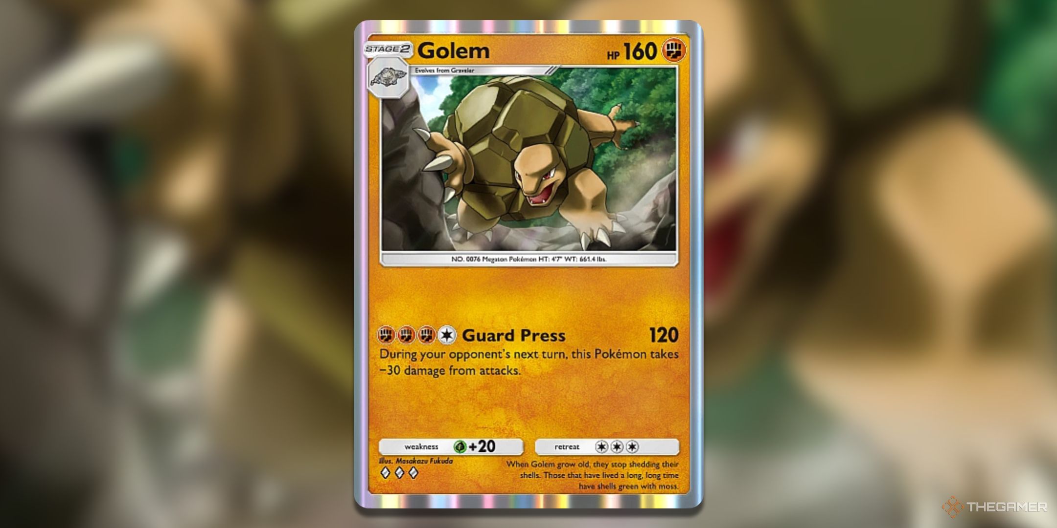 Golem Mythical Island Pokemon TCG Pocket Card Art.