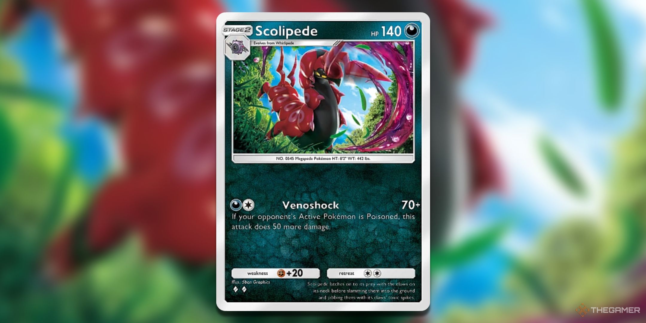 Scolipede Mythical Island Pokemon TCG Pocket Card Art.