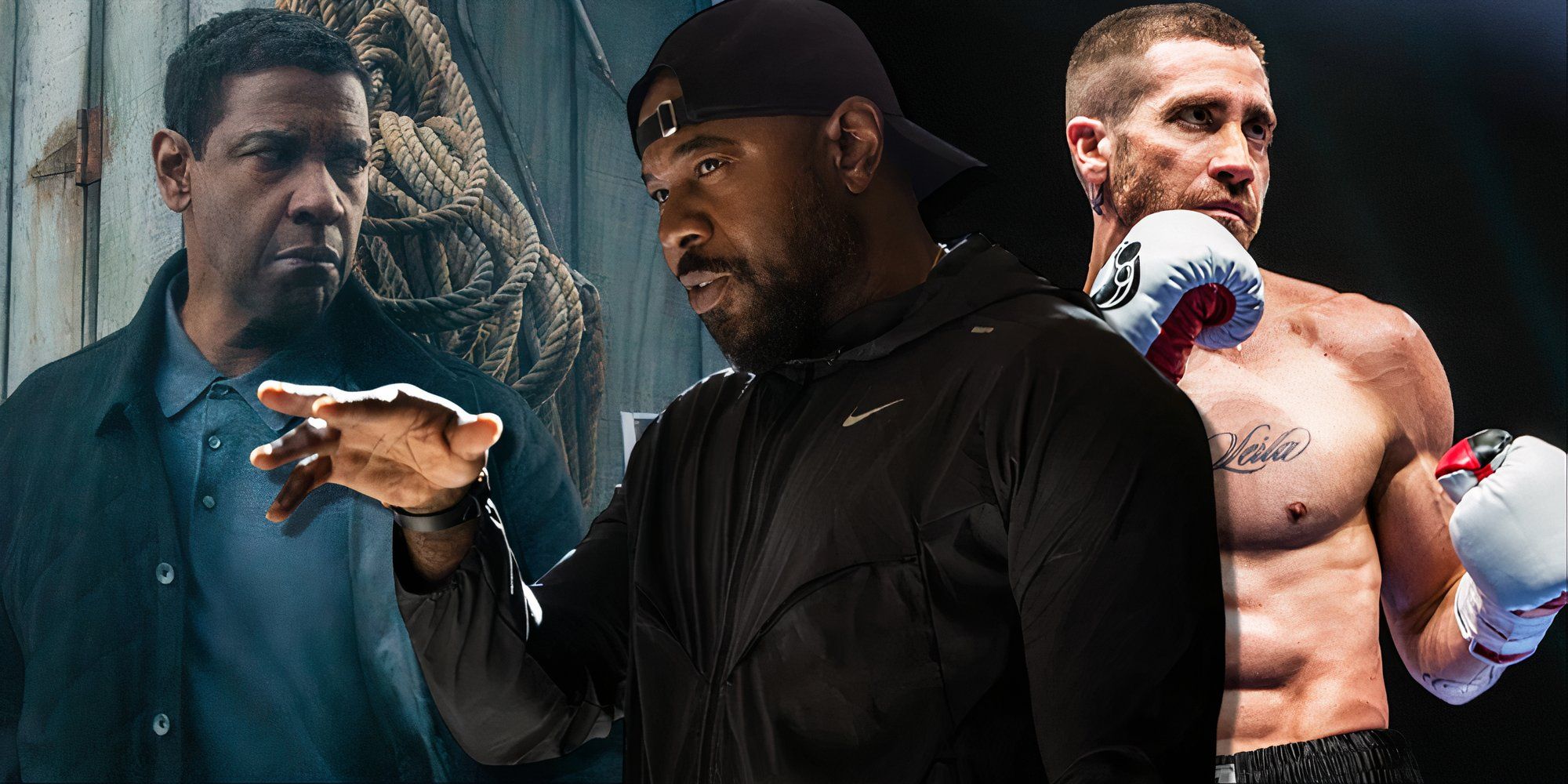 Split image of Antoine Fuqua, The Equalizer 2, and Southpaw