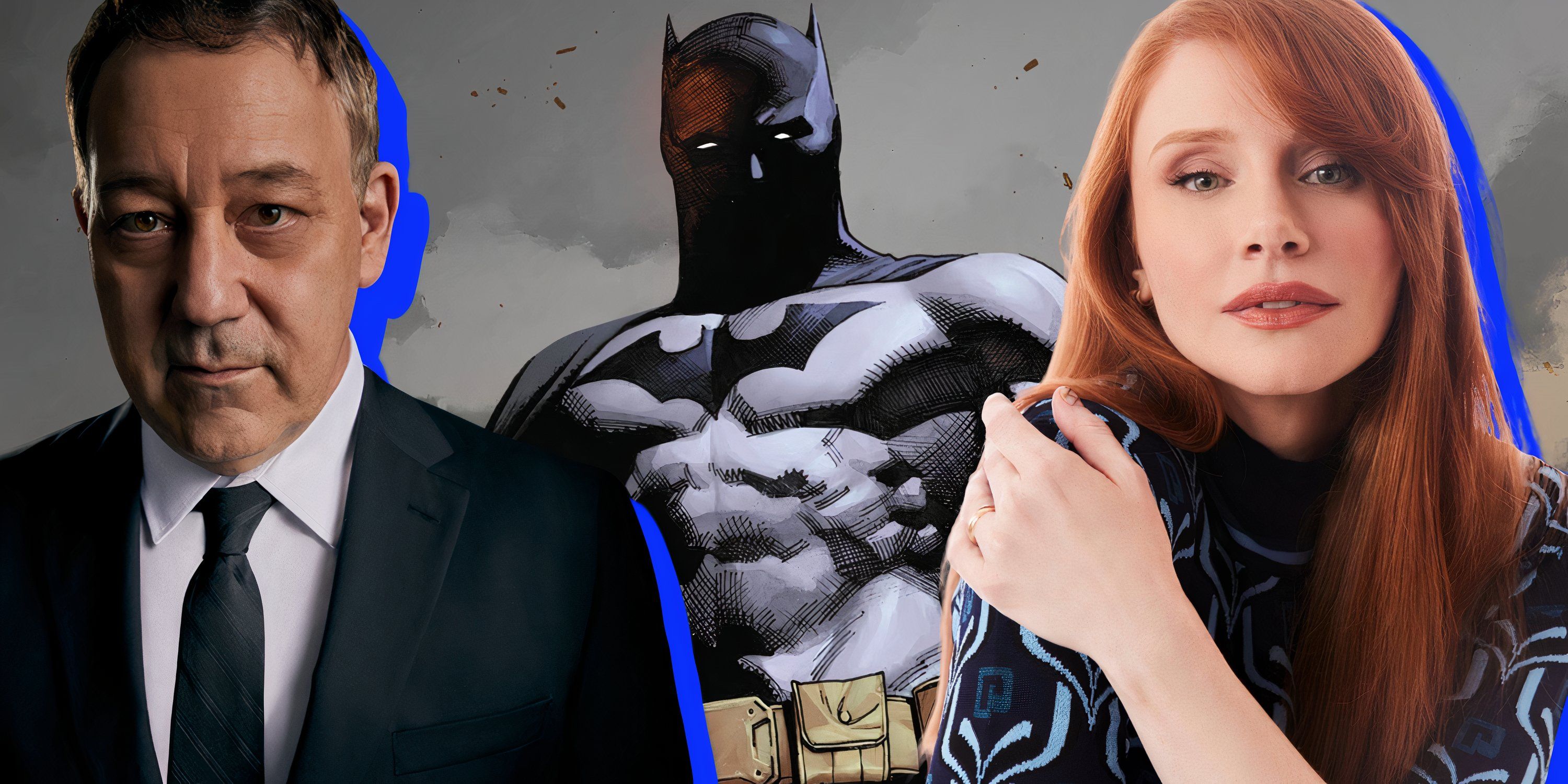 Split image of Sam Raimi, Batman, and Bryce Dallas Howard