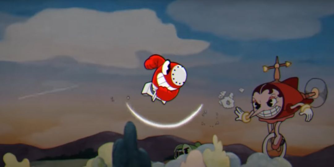 Cuphead fights Hilda Burg, a large blimp lady.