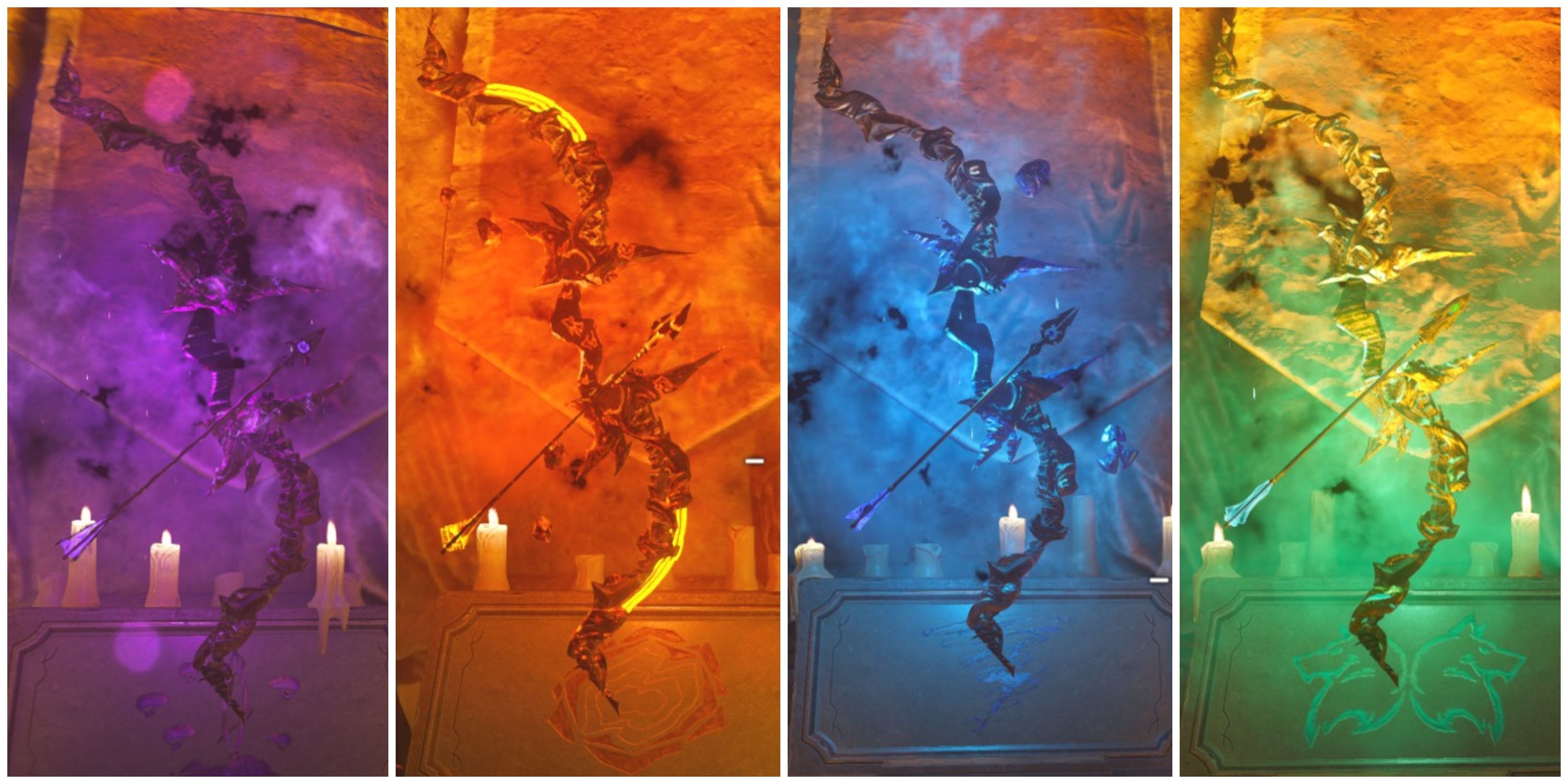 void bow, fire bow, lightning bow, wolf bow