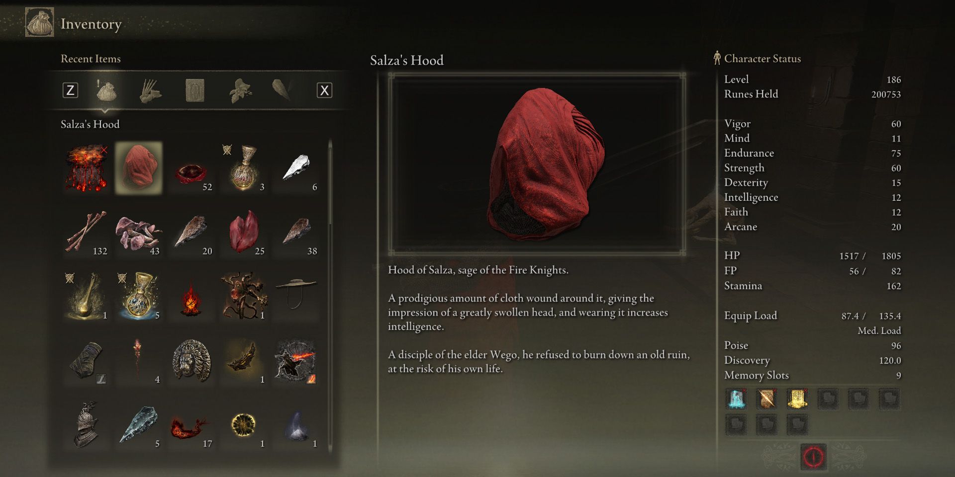 Salza's hood description in elden ring shadow of the erdtree