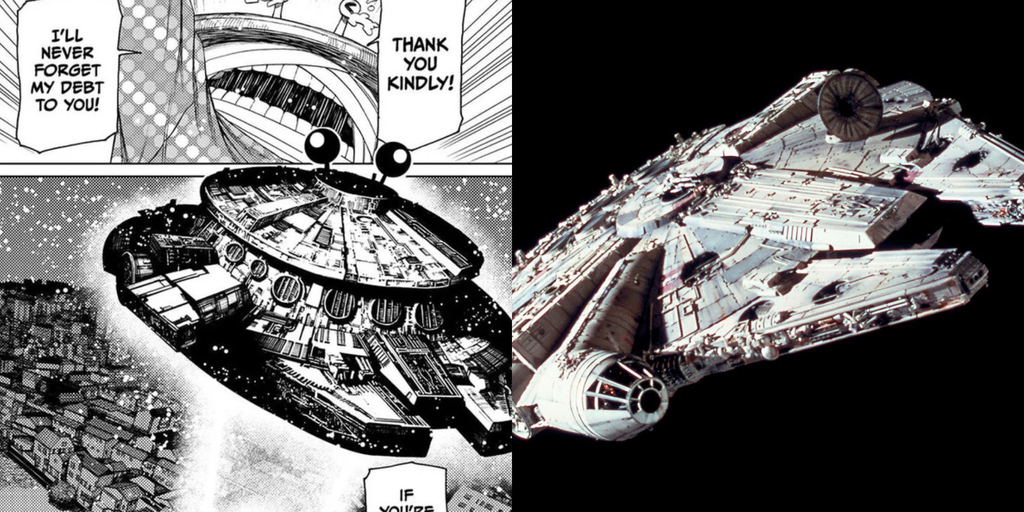 Mr. Mantis Shrimp's ship and the Millennium Falcon in Star Wars.