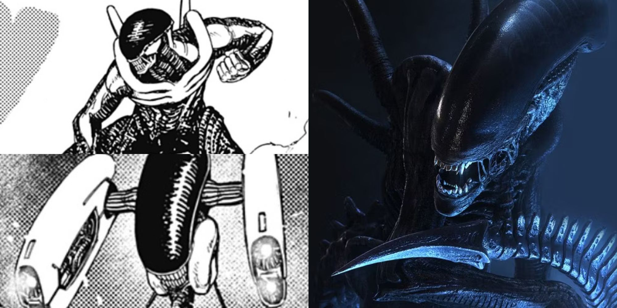 Two Kur Exosuits and the Xenomorph from Alien.