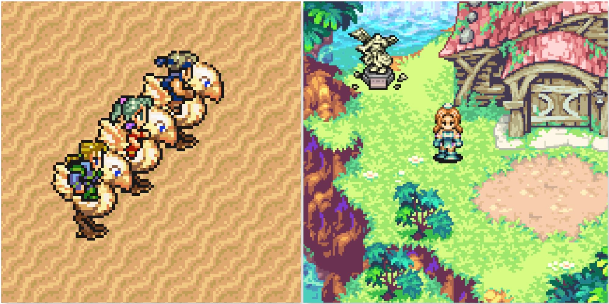 Riding chocobos in Final Fantasy 6 Advance and Exploring the world in Sword Of Mana