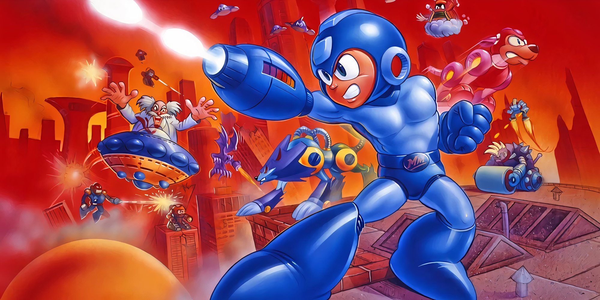 Promo art featuring characters in Mega Man 7