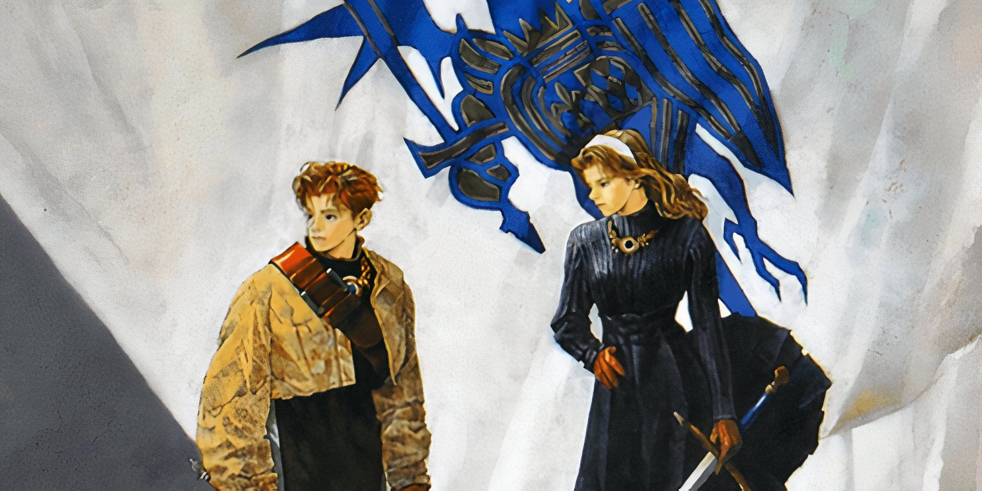 Promo art featuring characters in Tactics Ogre Let Us Cling Together (SNES)