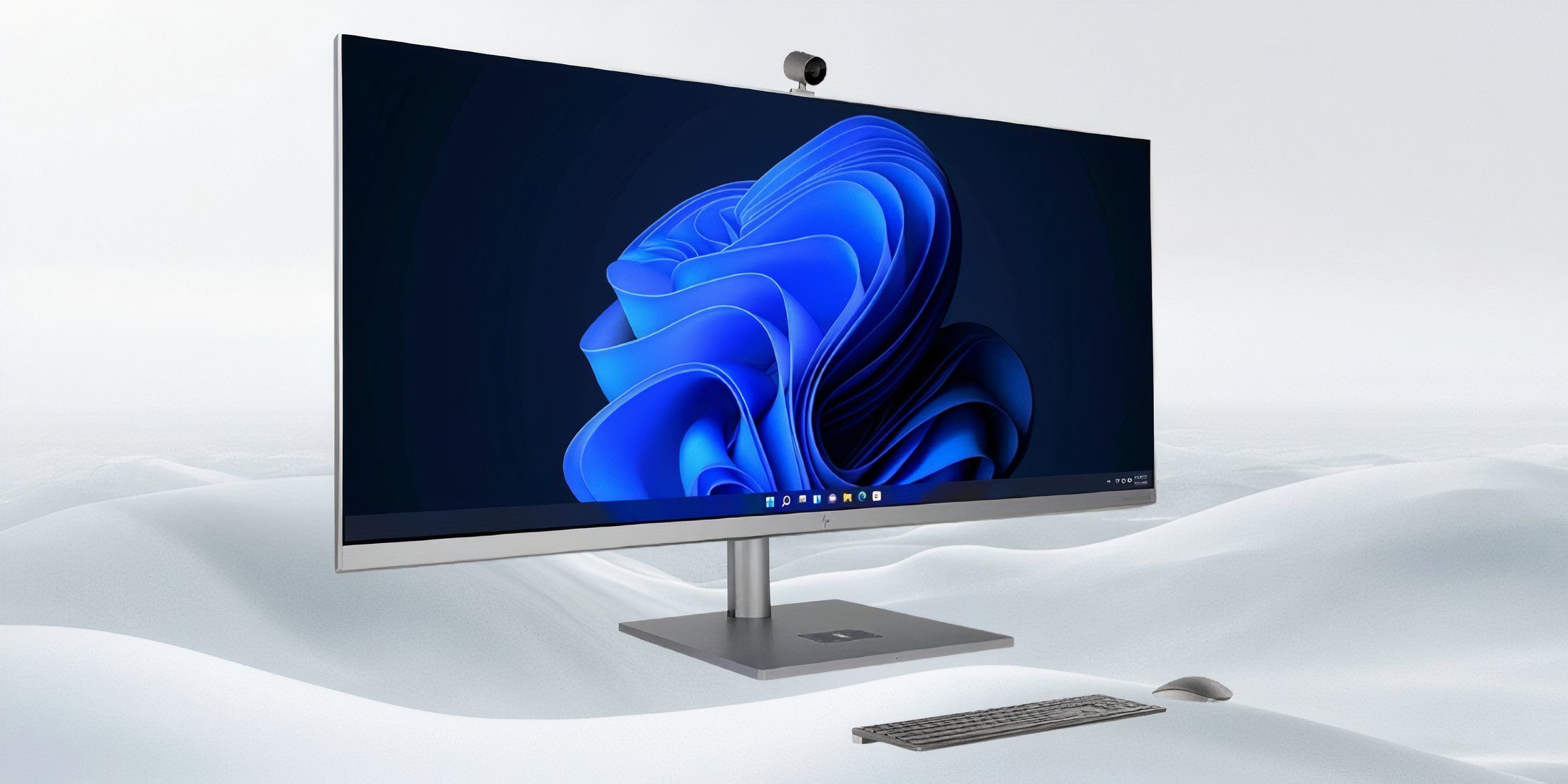 Image of an AIO computer on a white marble background.