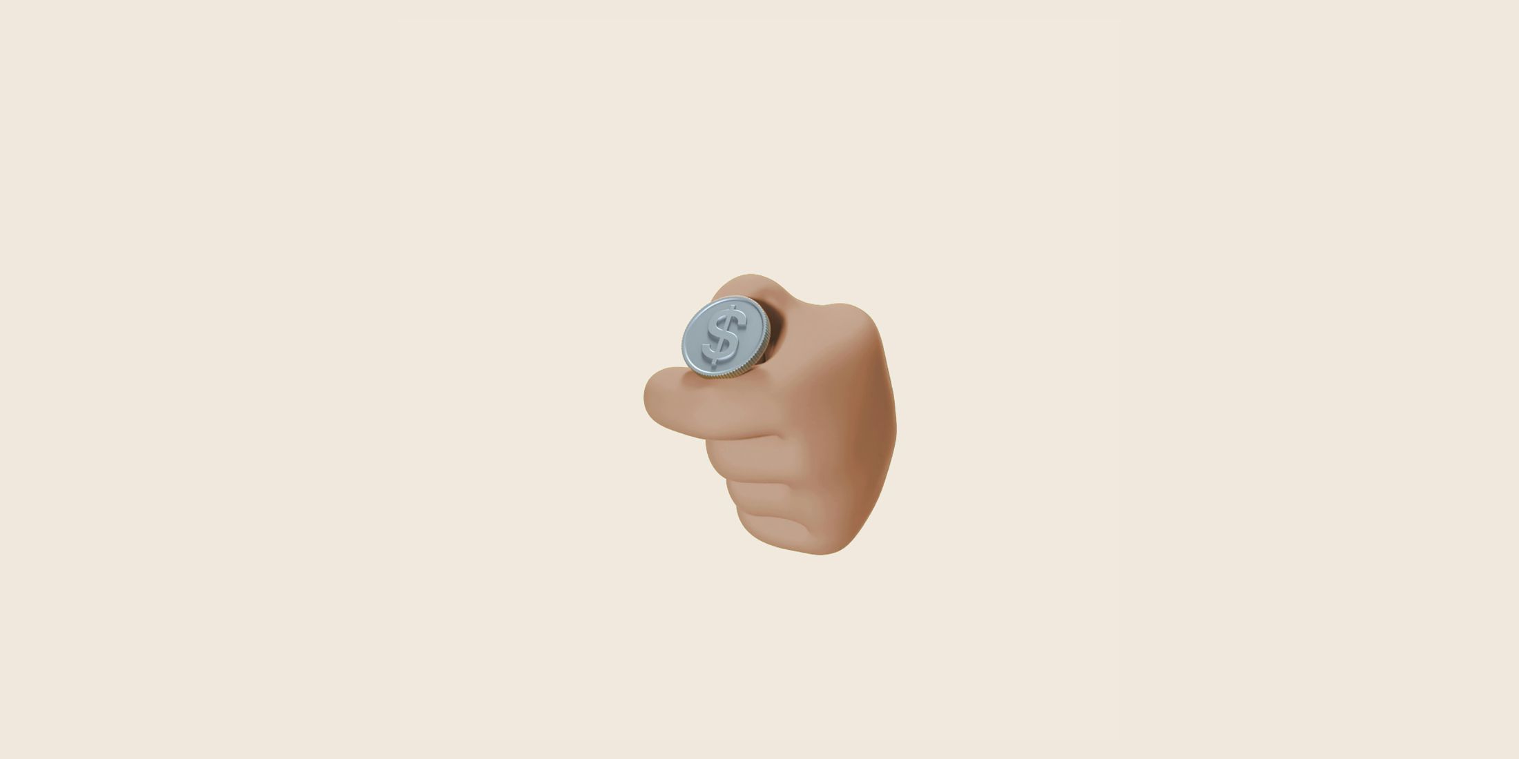 Image of an emoji brown hand holding a dollar coin. 