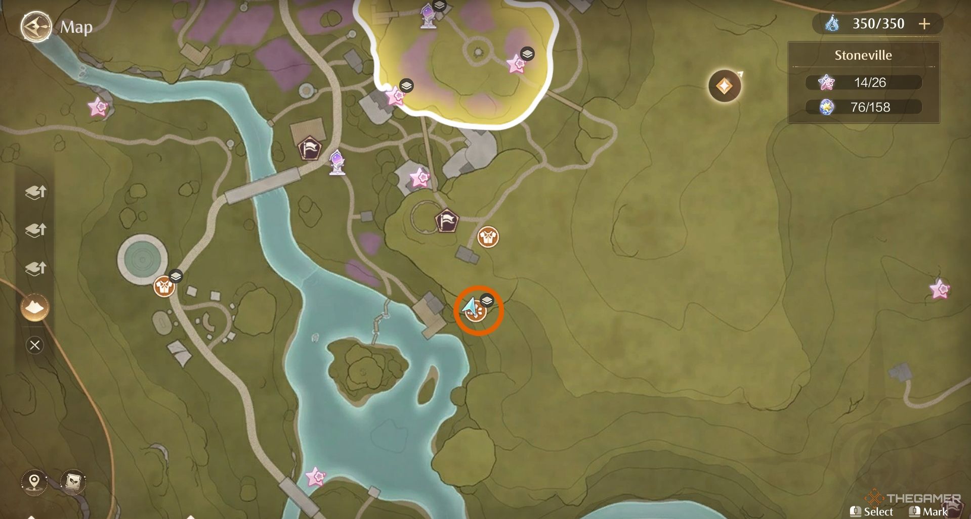 Orange circle on the map in Infinity NIkki