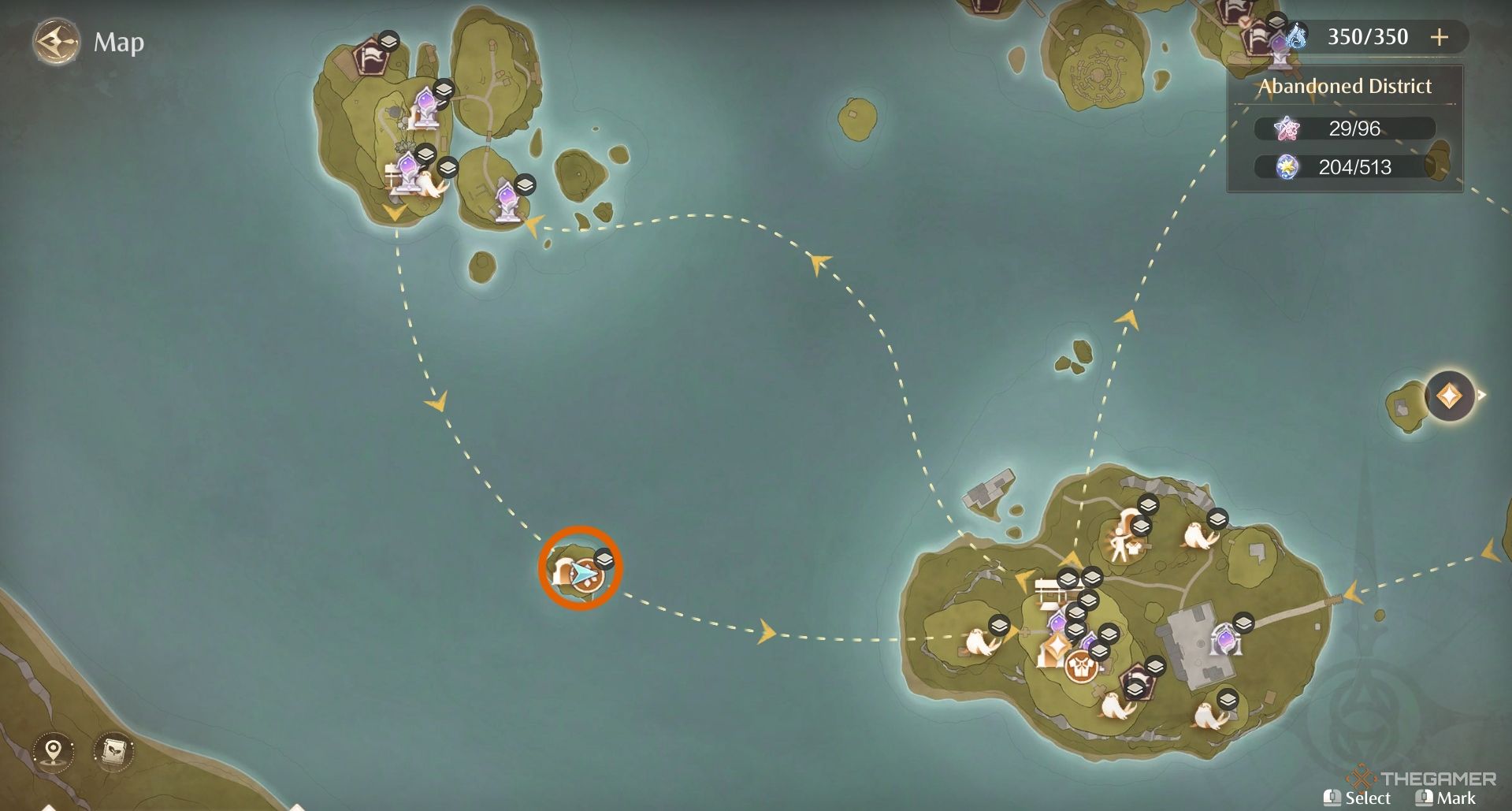 Map showcasing location of treasure in Infinity Nikki