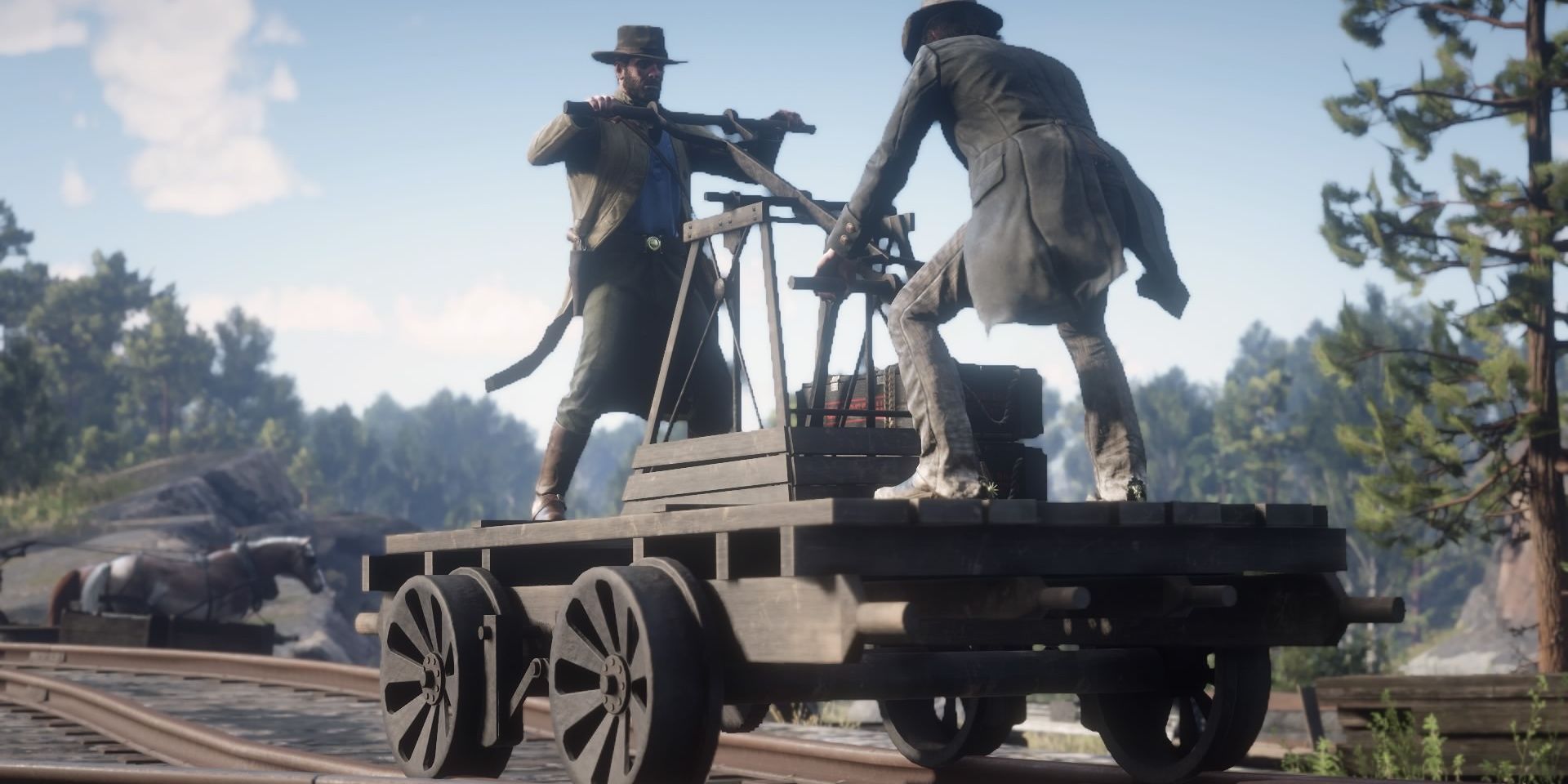 Red Dead Redemption 2 John Marston Arthur Morgan handcart