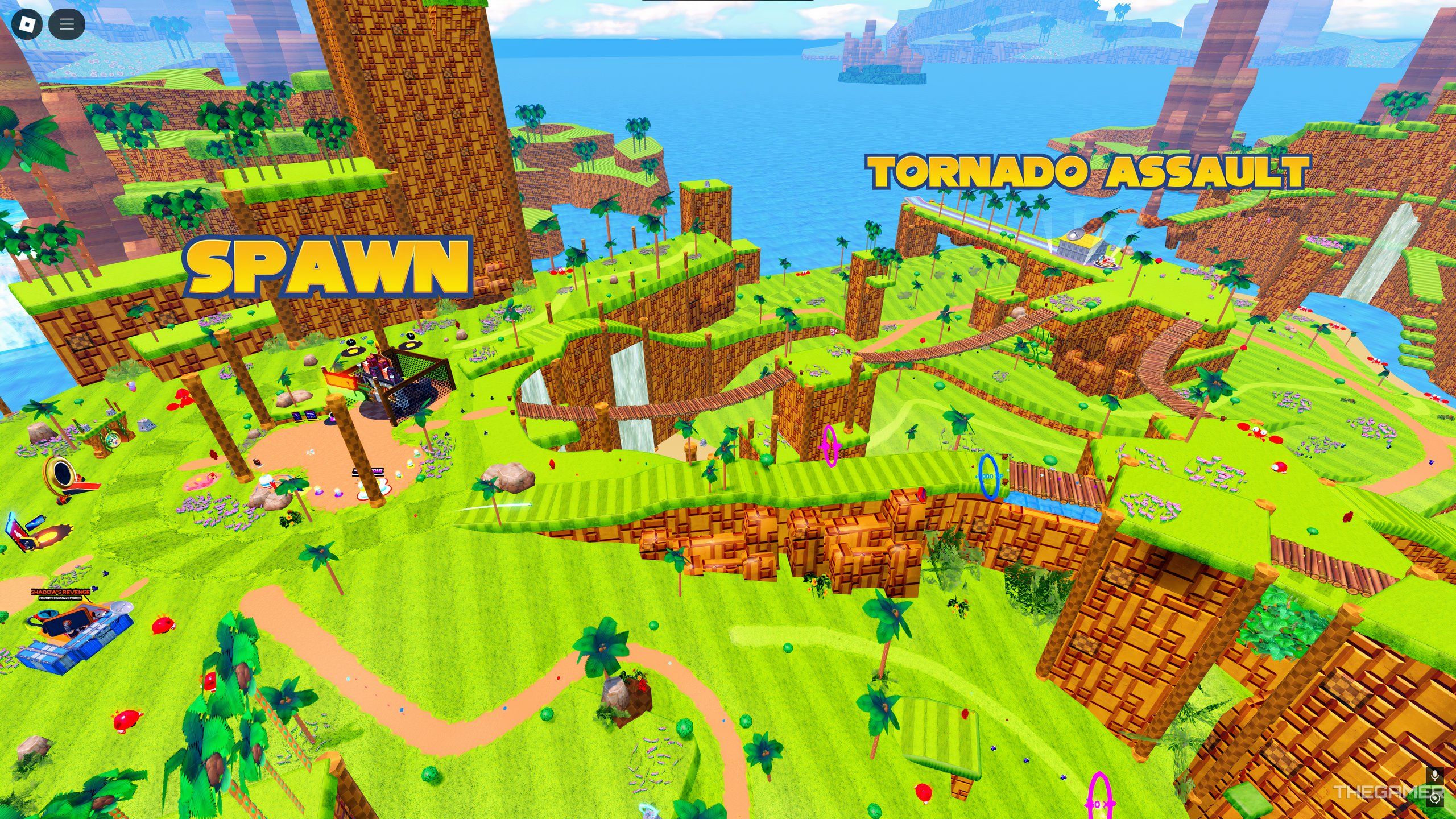 The location in Emerald Hill where Tornado Assault is situated, in Roblox: Sonic Speed Simulator.