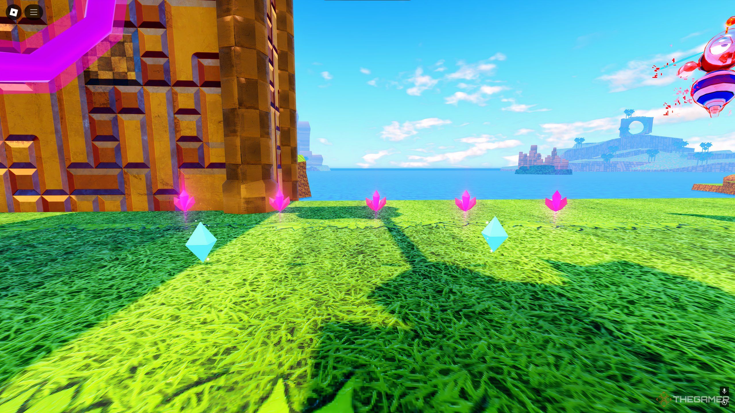 Pink Crystals, which are found in Emerald Hill in Roblox: Sonic Speed Simulator.