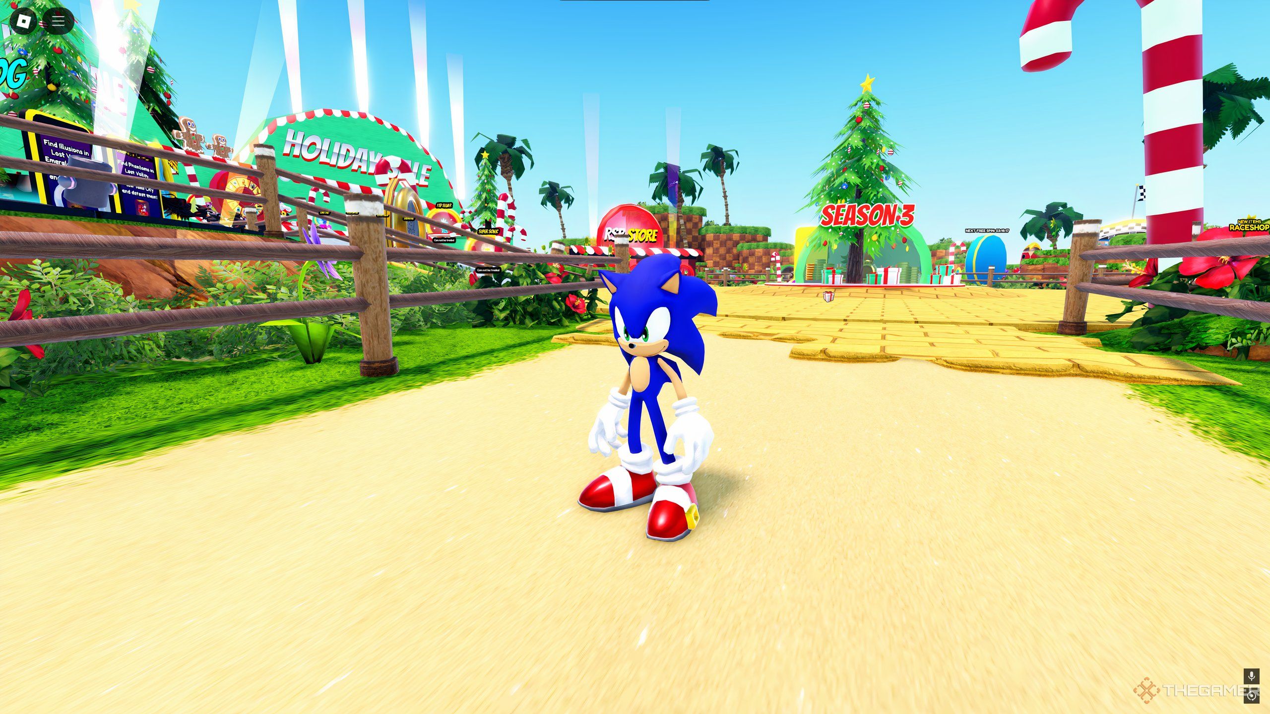 Sonic, ready to start the main story in Roblox: Sonic Speed Simulator.