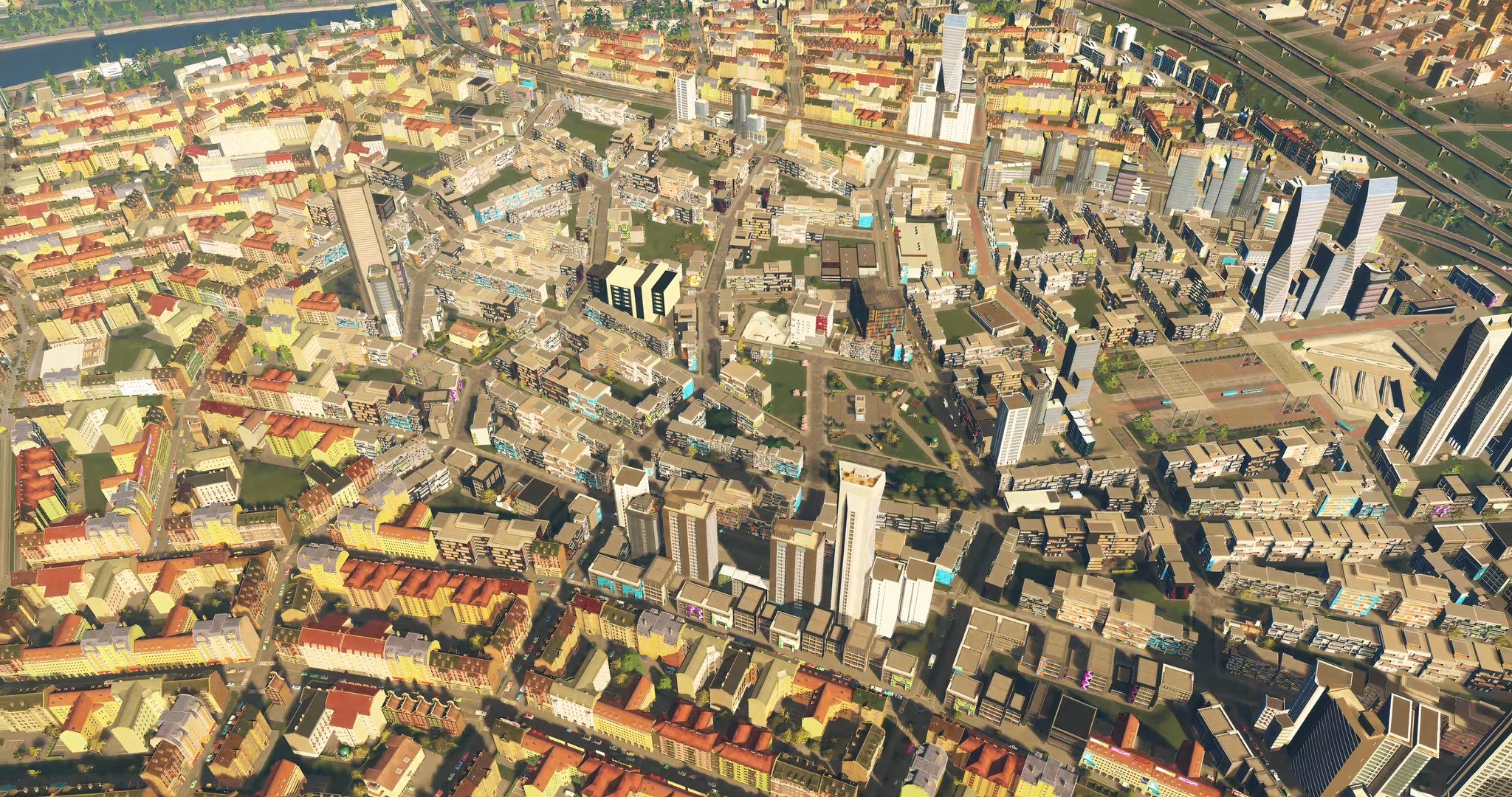 A large city in Cities: Skylines