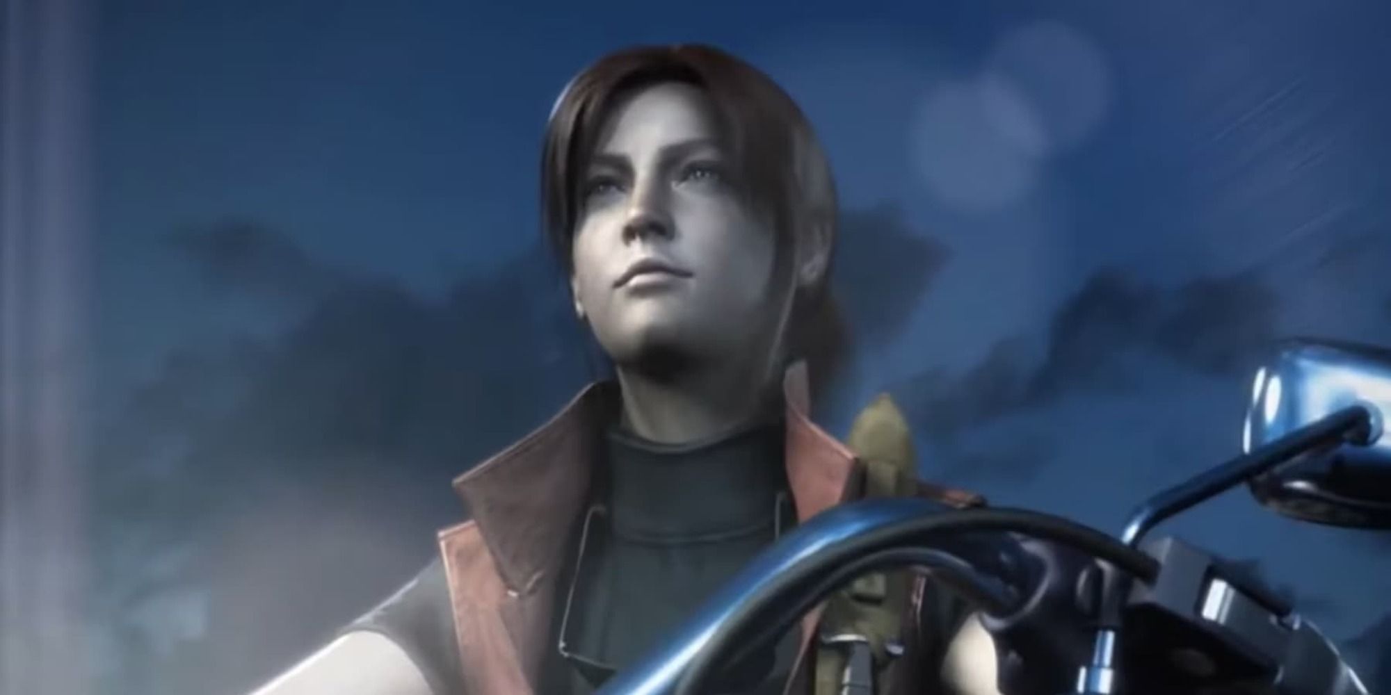 Claire Redfield looks up and smiles in Resident Evil The Darkside Chronicles.