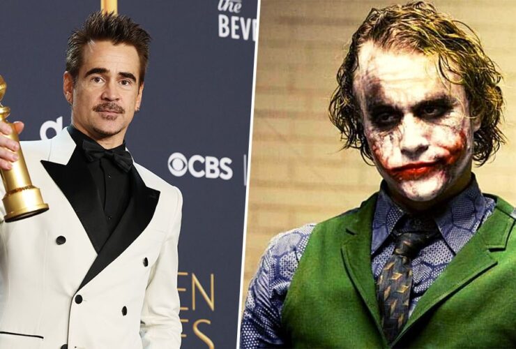 The Penguin star Colin Farrell paid tribute to Heath Ledger and Joaquin Phoenix's "extraordinary" comic book performances after winning Golden Globe