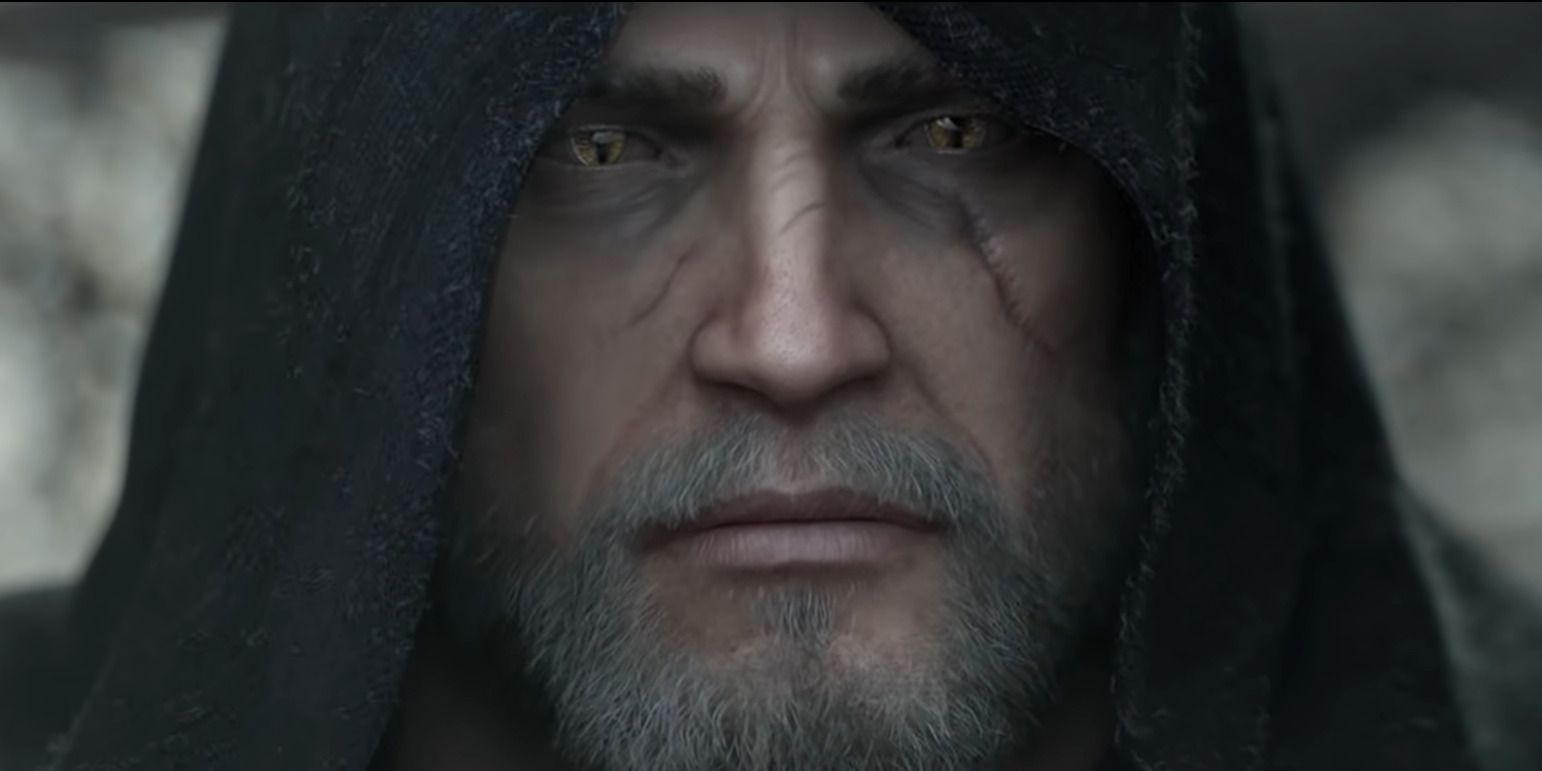 Geralt in a hood in The Witcher 3.