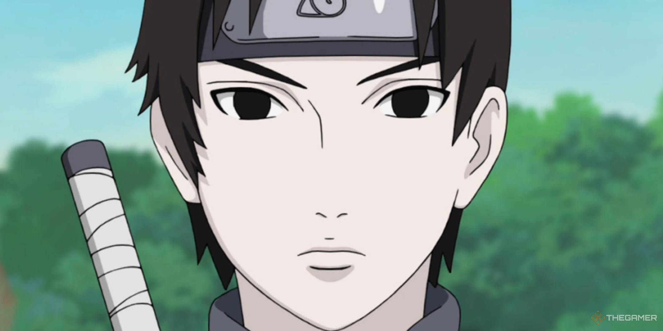 Sai staring blankly at the camera in Naruto.