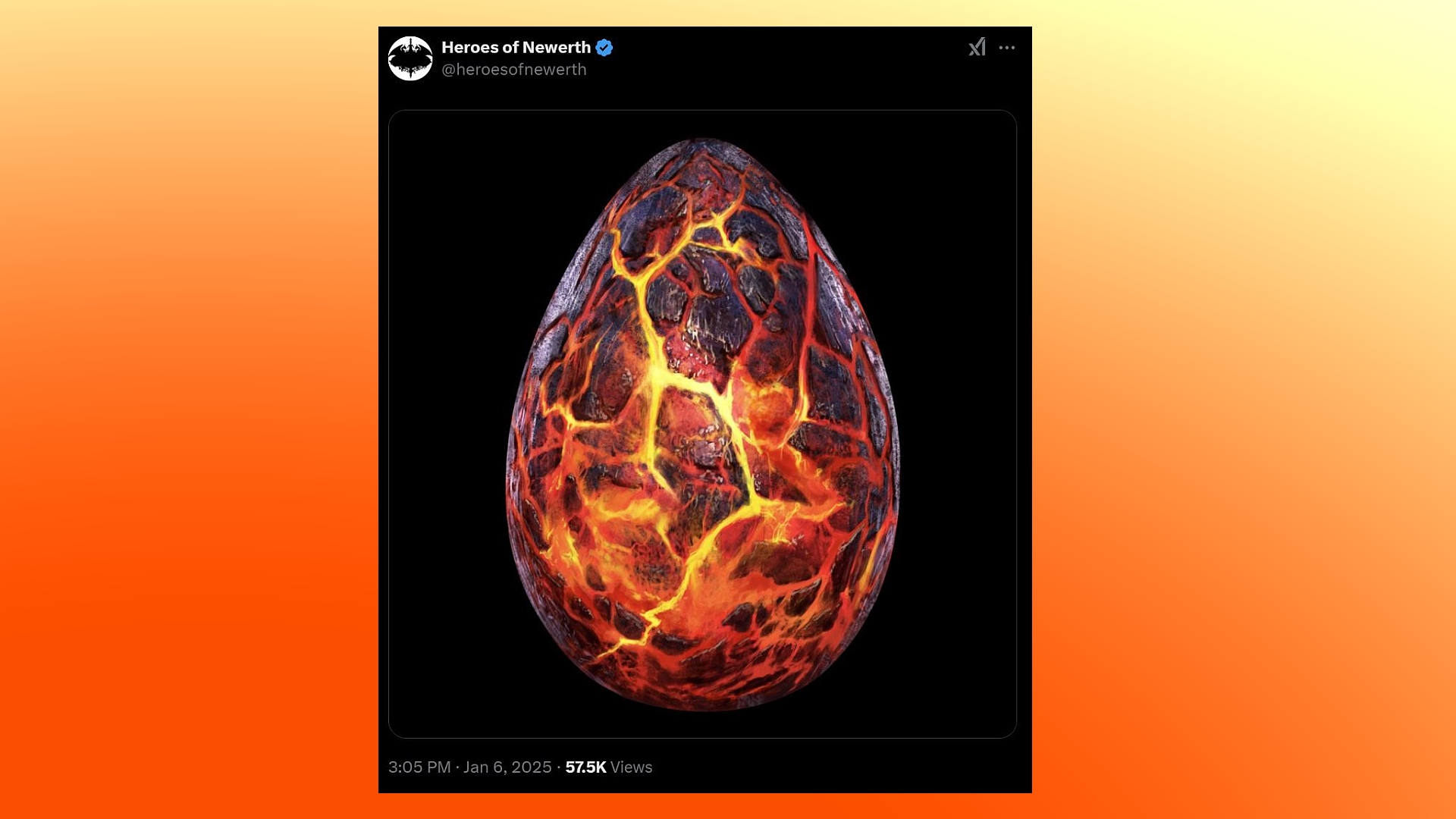 Heroes of Newerth: A tweet showing a cracking, molten egg