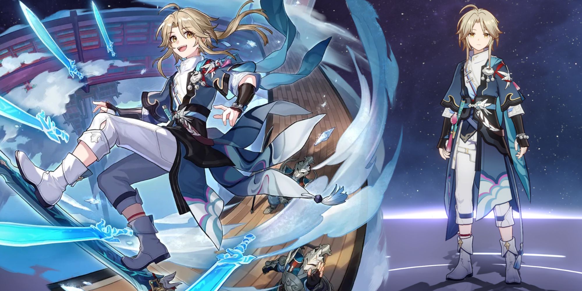 Yanqing splash art over the character in the Honkai Star Rail game menu.