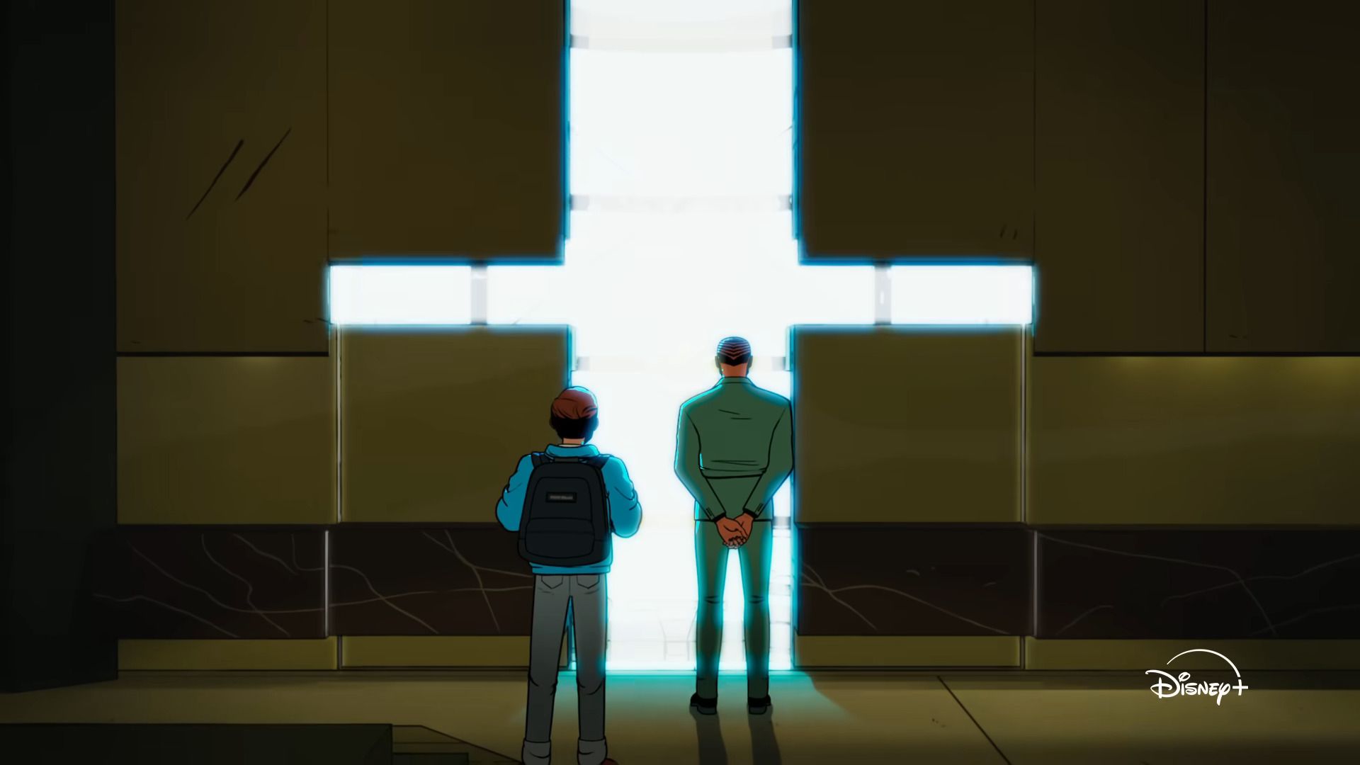 Your Friendly Neighborhood Spider-Man screenshot of Peter Parker and Norman Osborn entering a secret room.