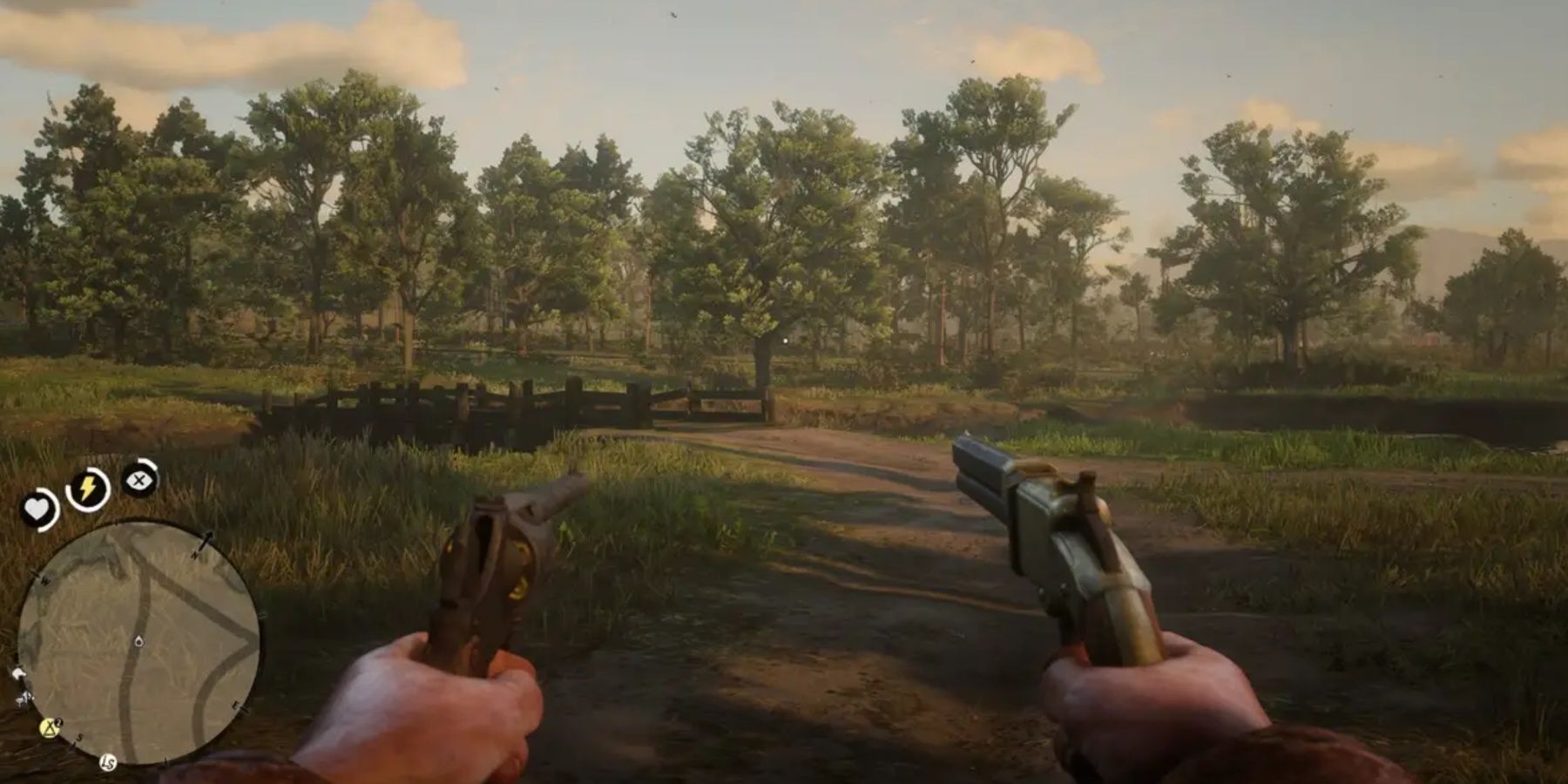 Red Dead Redemption 2 player wielding two pistols