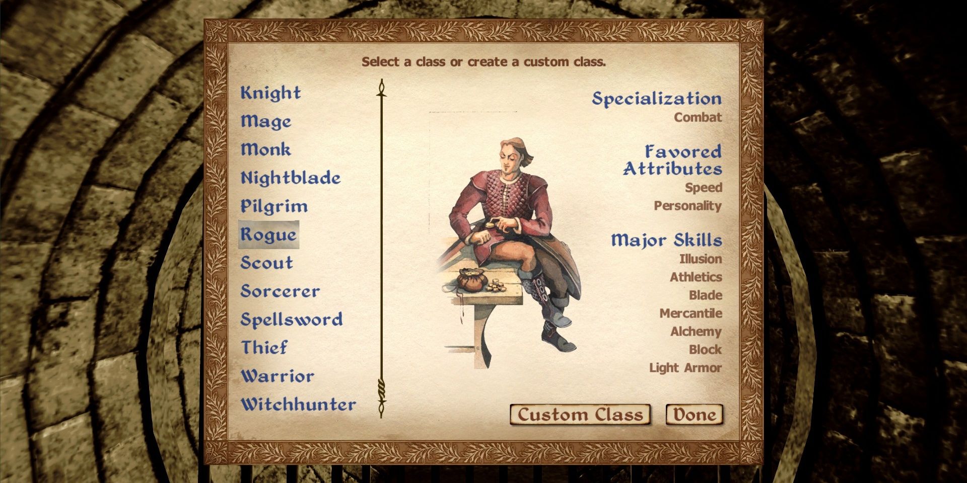 The Rogue class in The Elder Scrolls: Oblivion.