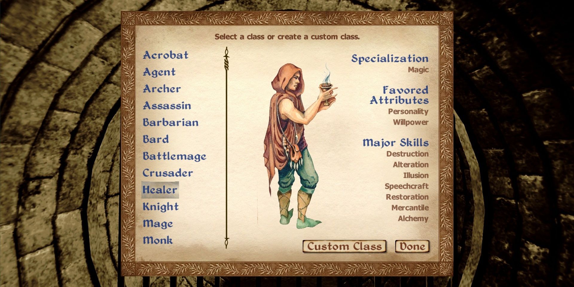 The Healer class in The Elder Scrolls: Oblivion.