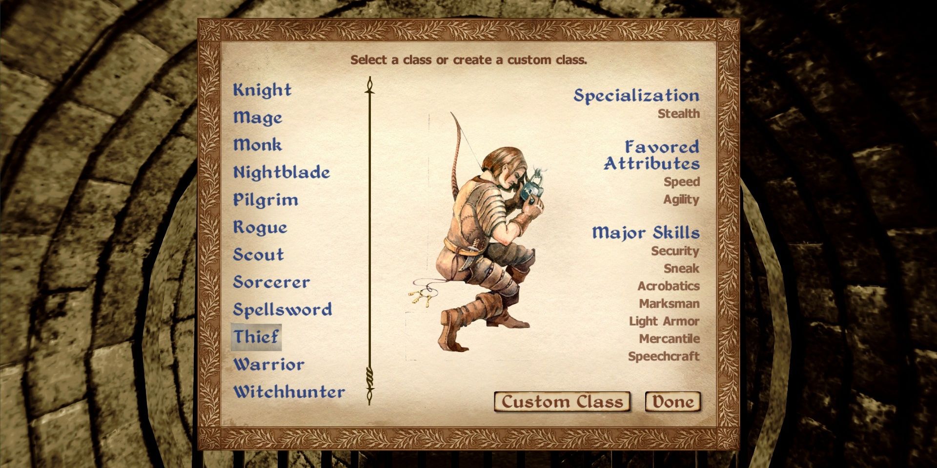 The Thief class in The Elder Scrolls: Oblivion.