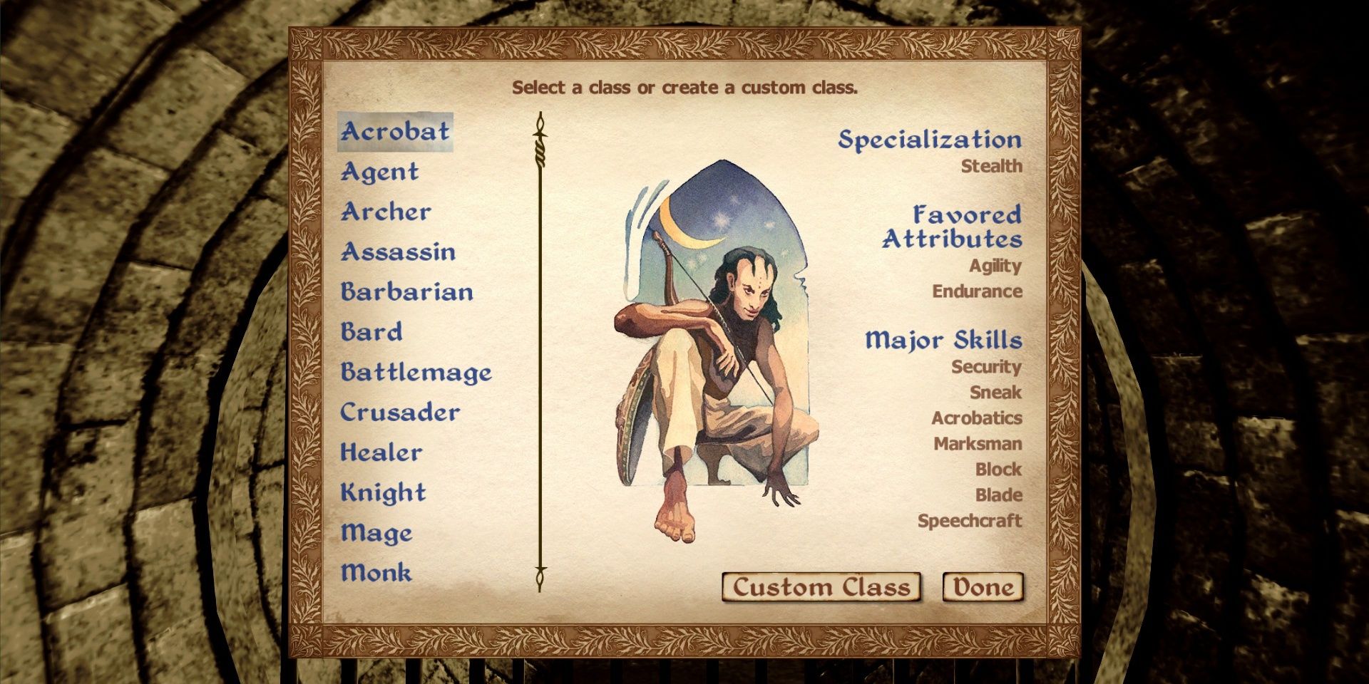 The Acrobat class in The Elder Scrolls: Oblivion