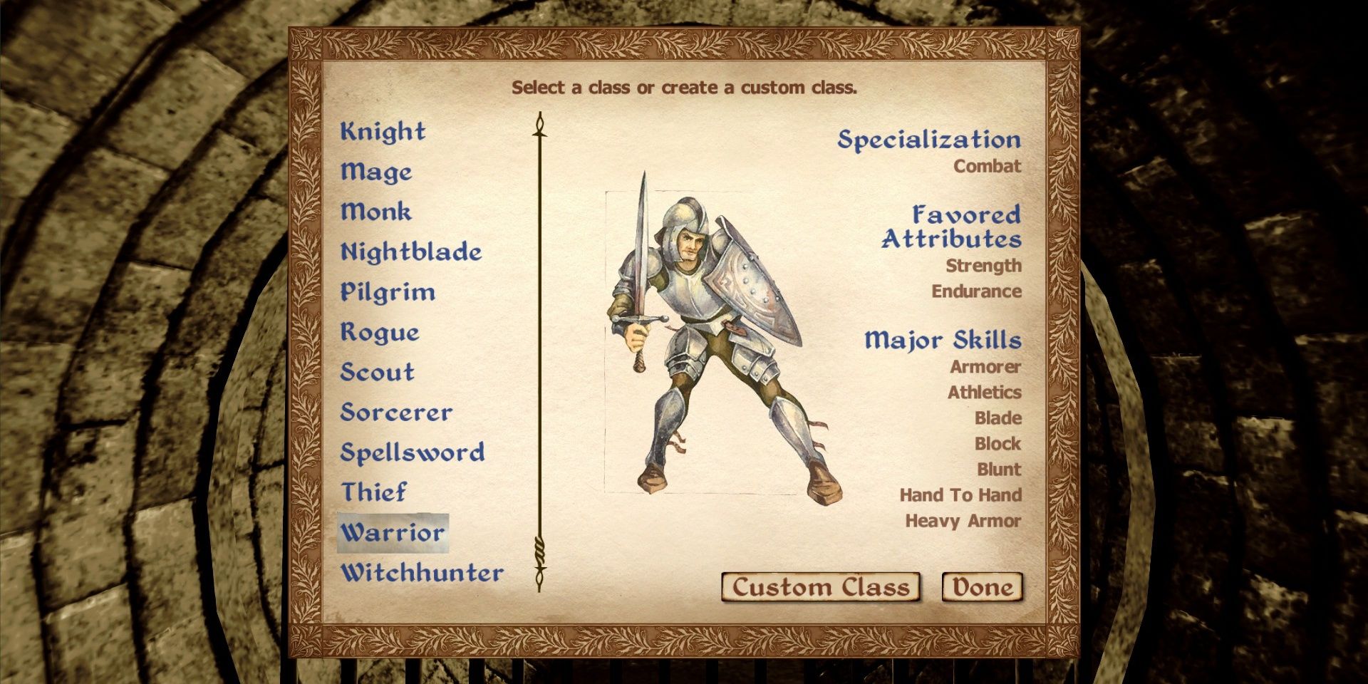 The Warrior class in The Elder Scrolls: Oblivion.