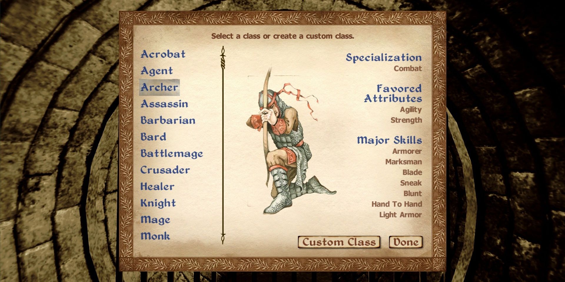 The Archer class in The Elder Scrolls: Oblivion.