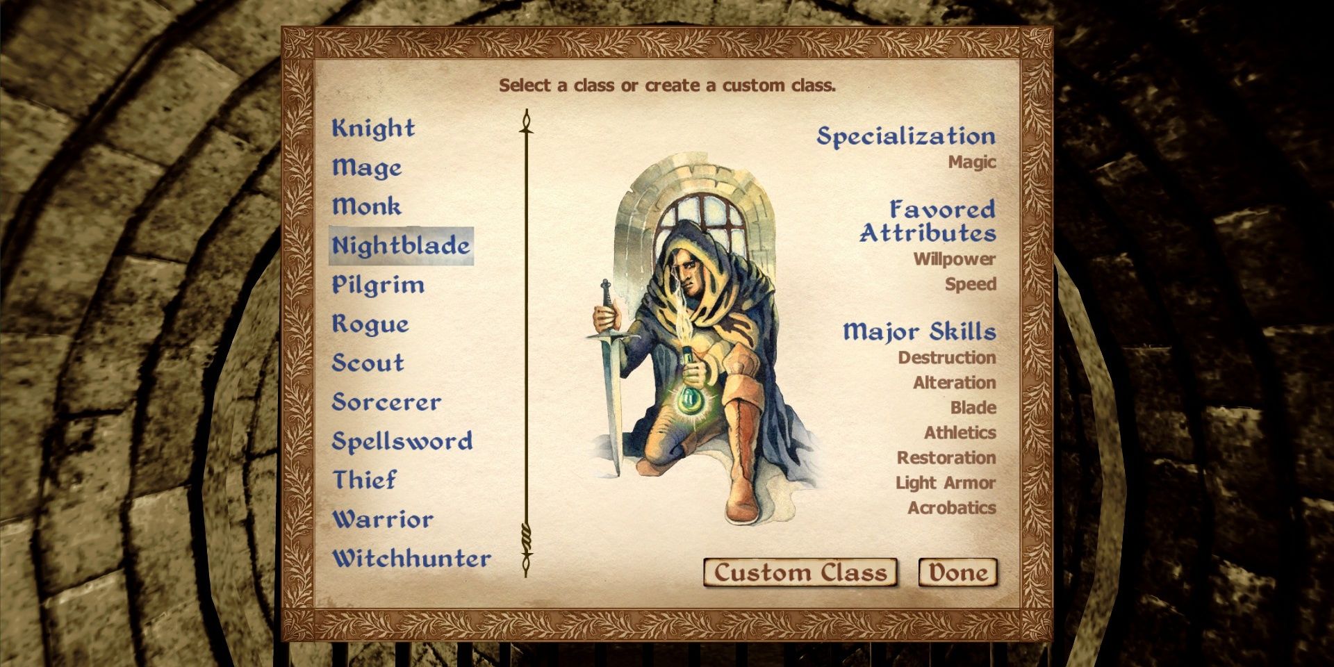 The Nightblade class in The Elder Scrolls: Oblivion.